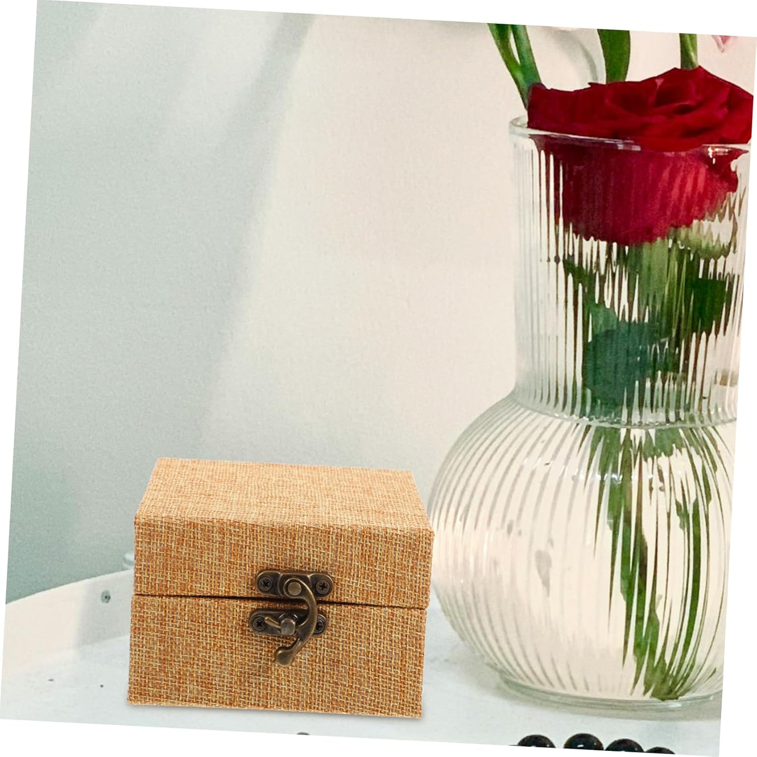 Angoily Wooden Treasure Chest for Boys and Girls Decorative Storage Box Brocade Lid Multifunctional Ink Pad Box for Jewelry for Occasions image number 2