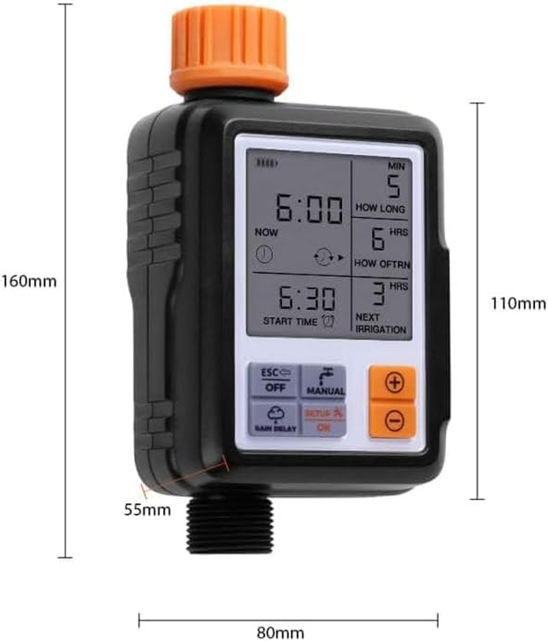 Digital Water Timer, Sprinkler Timer Programmable, Garden Hose Timers for Watering Large LCD Display, Manual Irrigation Mode, IP65 Waterproof Lawn Patio Farm
