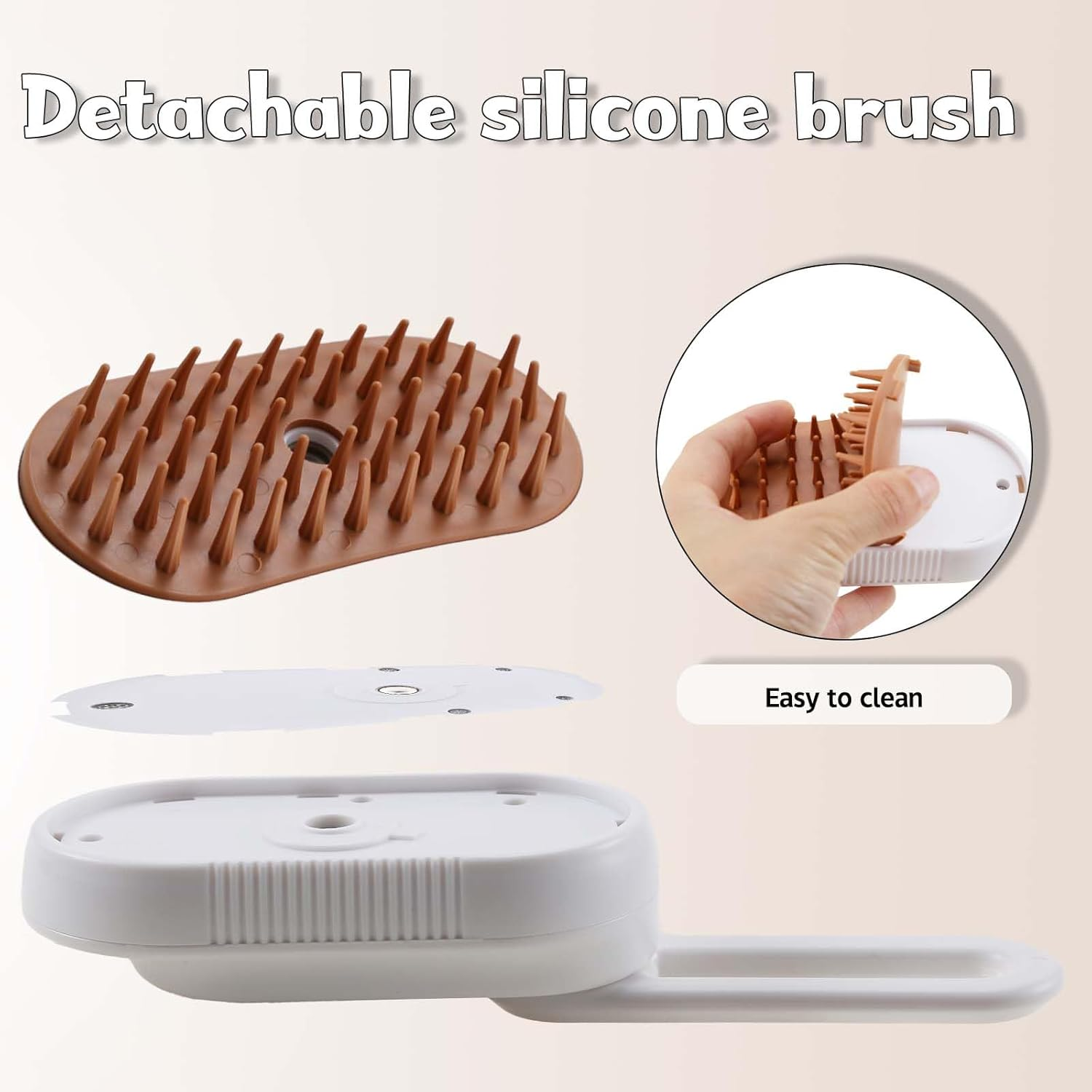 Cat Steam Brush, Cat Spray Comb, Pet Massage Shedding Brush, Rechargeable Silicone Steam Hair Brush, Multi-Functional Cat and Dog Hair Brush,Cat Hair Steam Brush image number 1