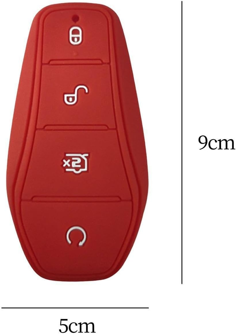 10 Set of Impact-Resistant Silicone Key Case for BYD Atto No Blocking Signal Scratch-Proof No Cap for BYD Atto Silica Gel Red 9 X 5Cm, Red 9 X 5Cm, 10Set image number 2