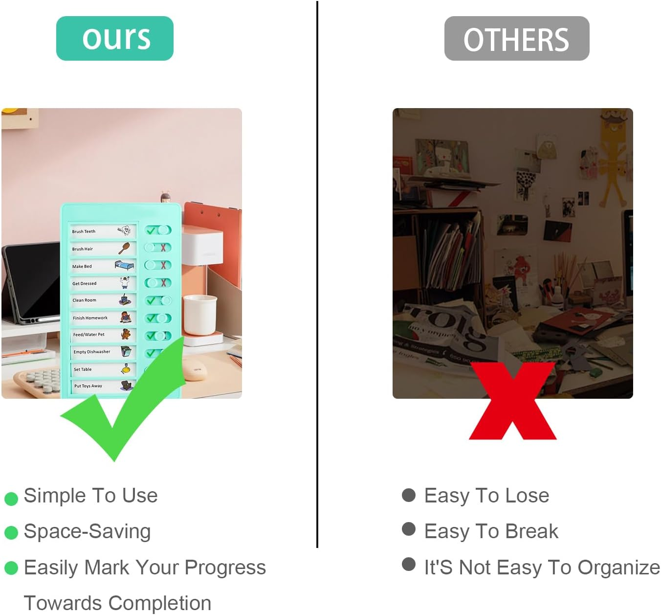 4 PCS Chore Chart for Kids，Blank to Do List Reusable，Plastic Checklist Board with 20 Detachable Cardstock,To Do Checklist for Home Routine Planning，To Do List Whiteboard，Routine Chart(4 Colour) image number 2