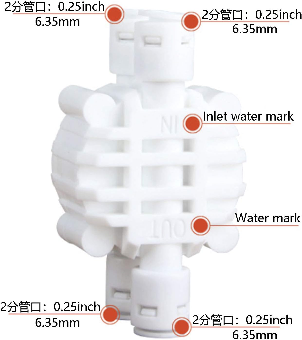 DGZZI 1/4 Inch Push-Fit 4-Way Automatic Shut-Off Valve with Quick-Connect Fittings for RO Reverse Osmosis image number 1