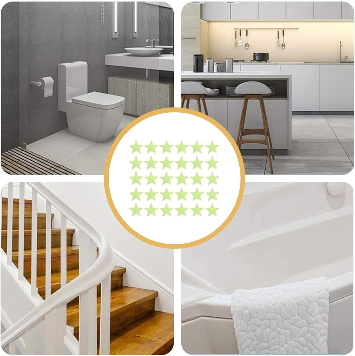Star Bathtub Non-Slip Stickers,Non-Slip Bathtub Stickers,30X Waterproof Cartoon Five-Pointed Star Floor Strength Non-Slip Stickers | Waterproof Body Safe Kitchen Floorboats, Ladders and Treads - Blue image number 7