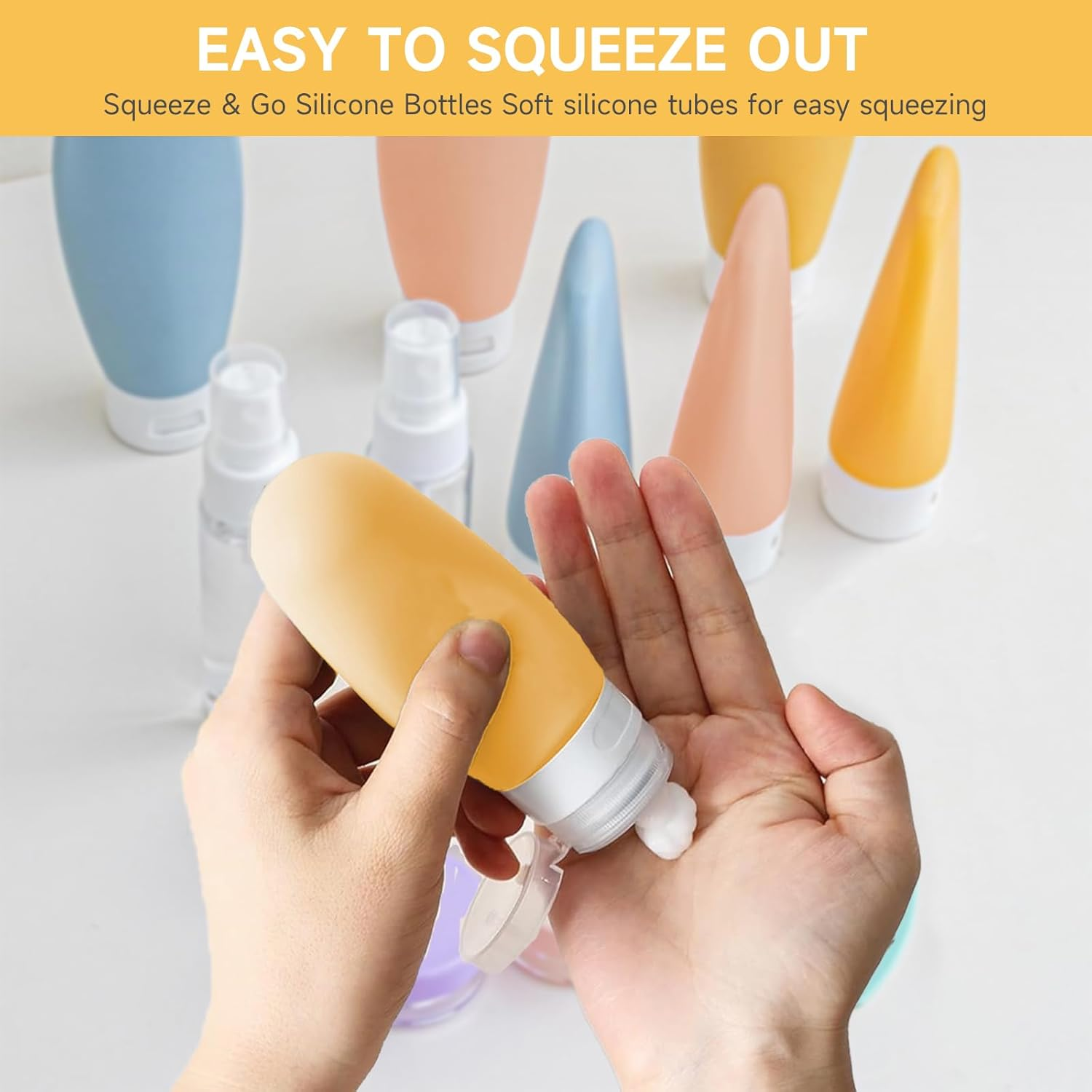 LMXMGRG 20 Pack Travel Bottles Set for Toiletries with Labels Silicone Travel Bottles Leak Proof Refillable Travel Essentials with Clear Toiletry Bag Travel Accessories for Shampoo Conditioner image number 1