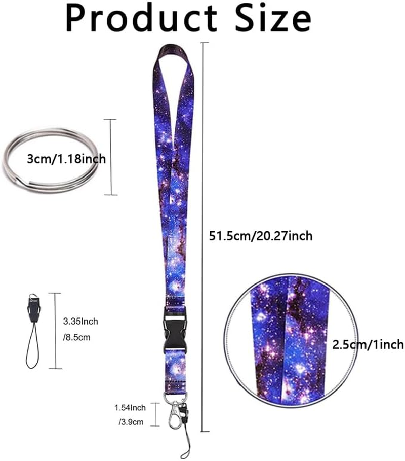 5 Sets Starry Sky Neck Lanyards, Betterjonny Colorful Detachable Galaxy Lanyard Buckle Hook Breakaway Strap Quick Release Lanyard Keychain Starry Sky Neck Lanyards for Women/Men image number 1