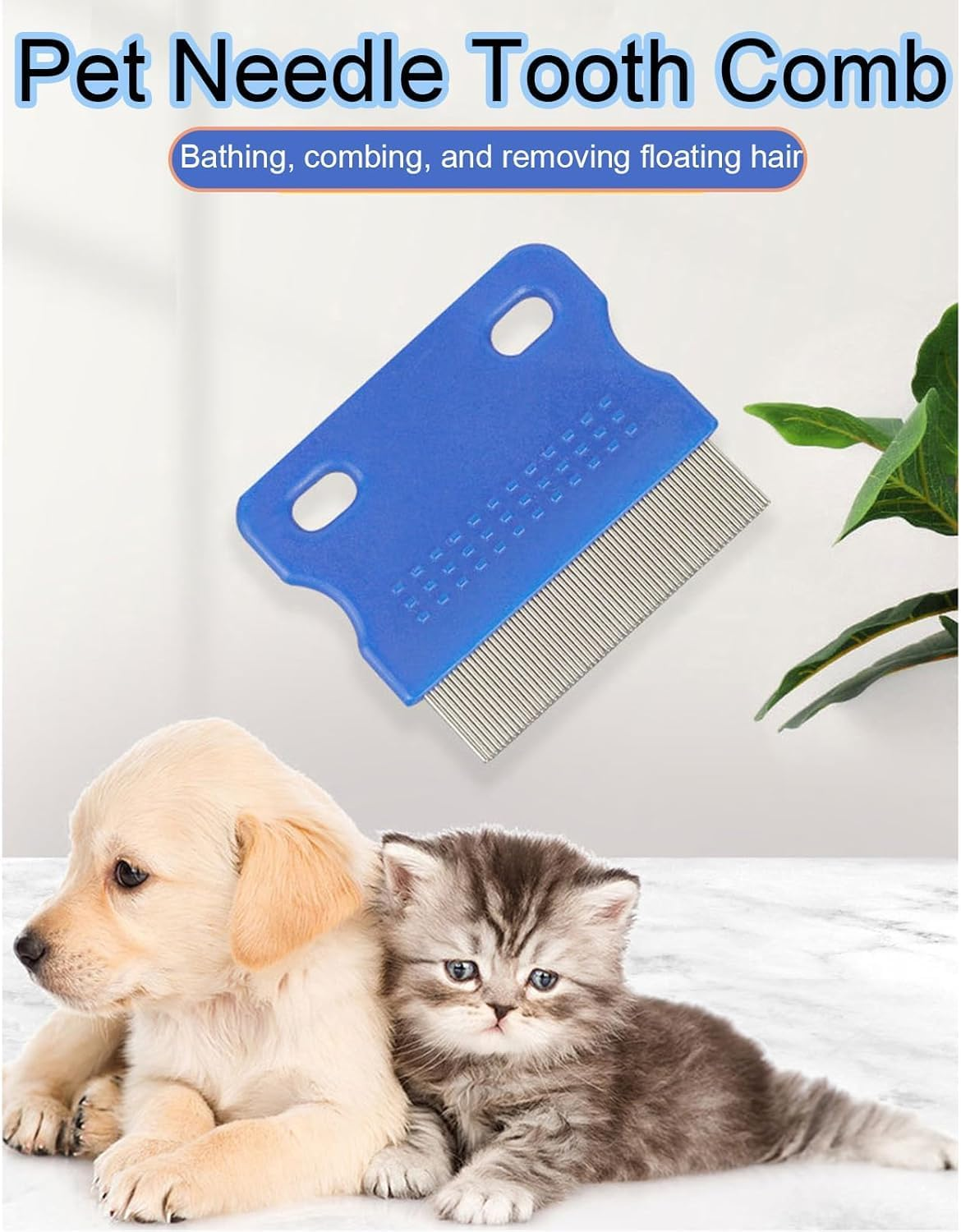 Cat Dog Flea Comb, Pet Comb Stainless Steel Lice Comb, Pet Dogs Cats Care Tool, Pet Tear Stain Remover Combs, Pet Care Comb (Blue, One Size)