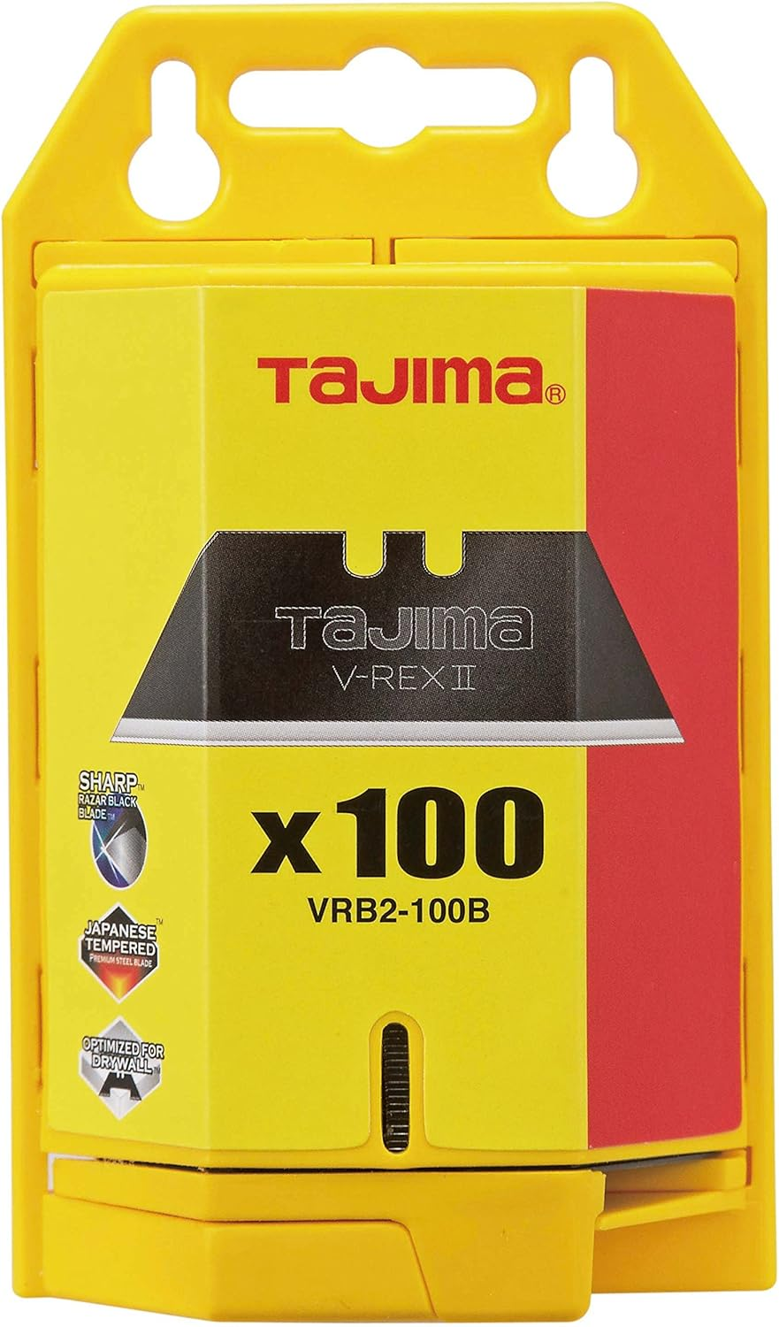 Tajima VRB2-100B V-REX II Premium Tempered Steel Utility Knife Blades, 100-Pack image number 1