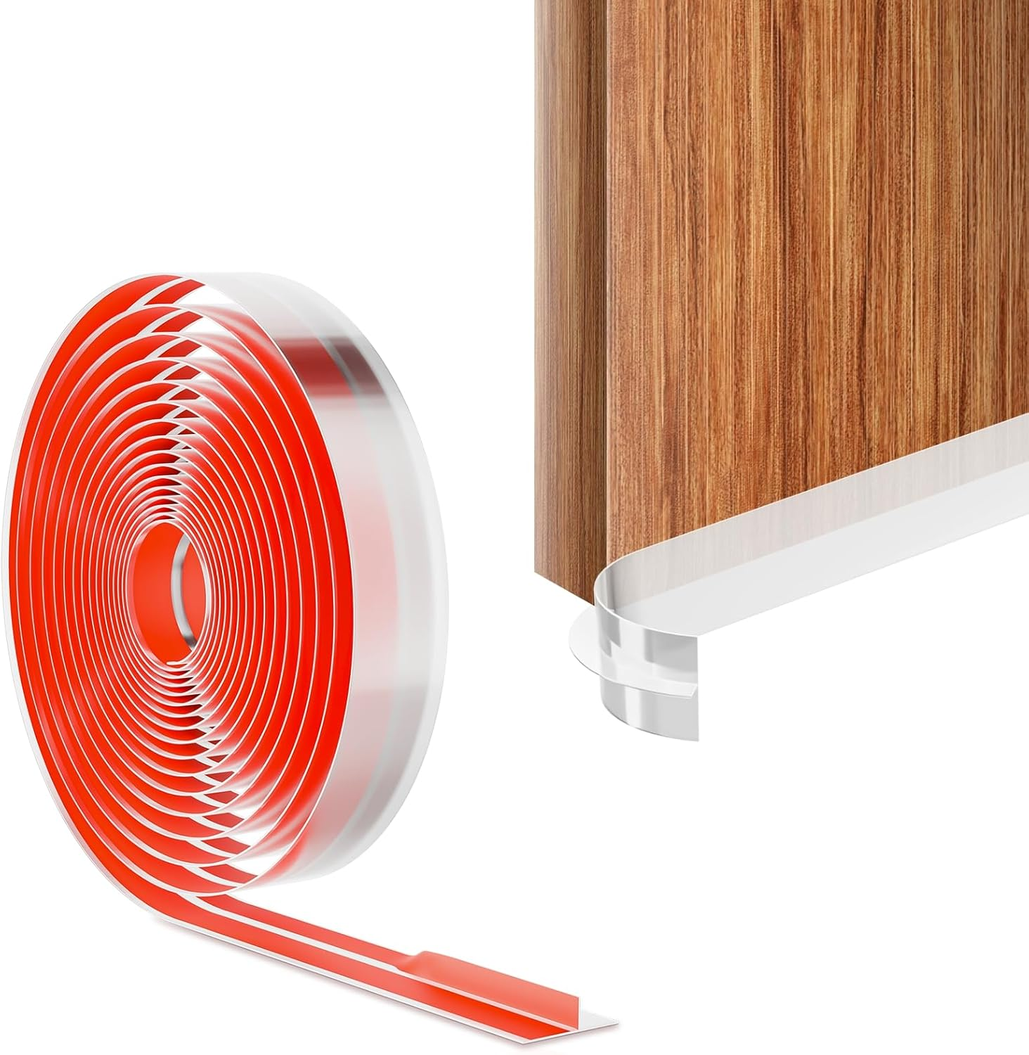 Cleangor T-Shaped Door Draft Stopper, Silicone Transparent Door Stickers, Home Essentials, Sound Insulation, Heat Cold Blockers, (Clear, 1.37 in X 19.7 FT) image number 6