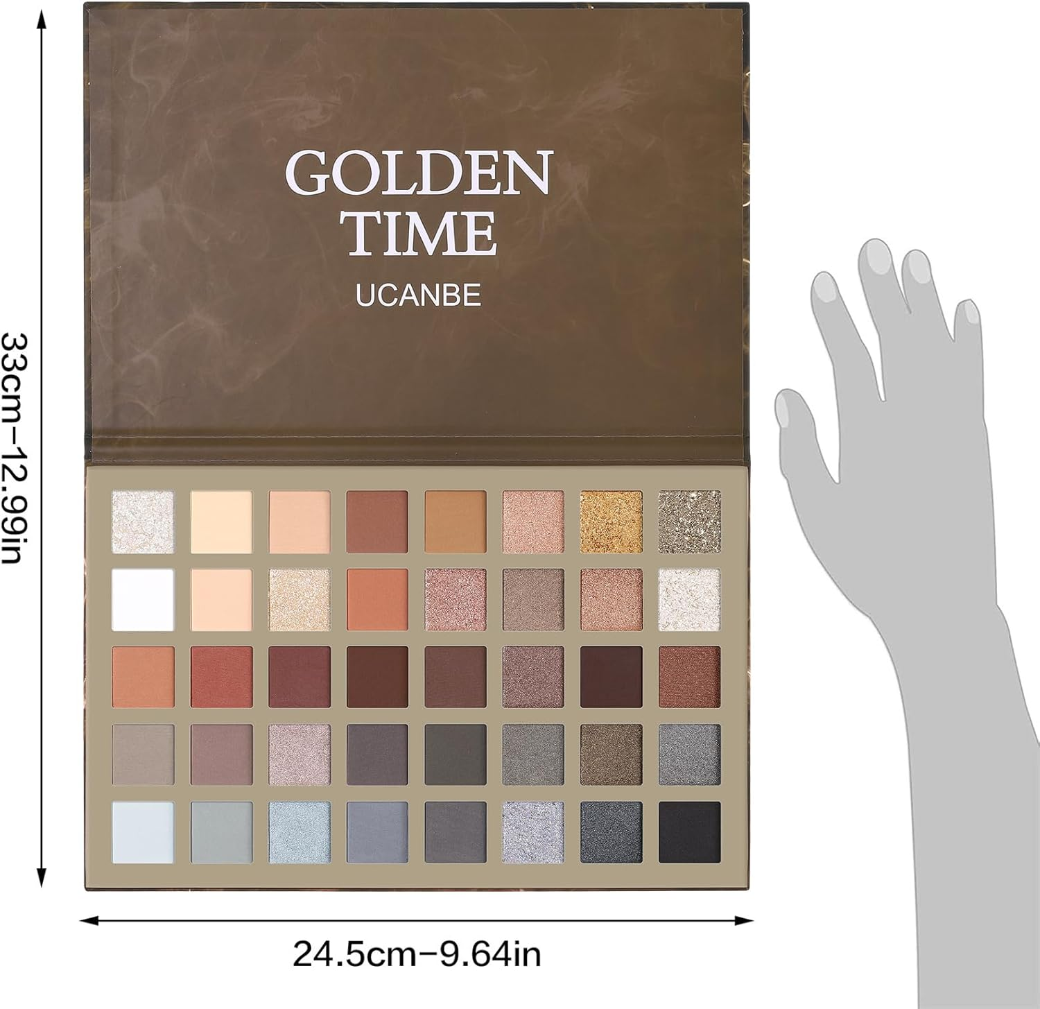 UCANBE Nude Eyeshadow Makeup Palette, 40 Color Matte Shimmer Glitter Eye Shadow, Neutral Black Dark Grey Smoky Make up Pallet Highly Pigmented Long Lasting Waterproof image number 4