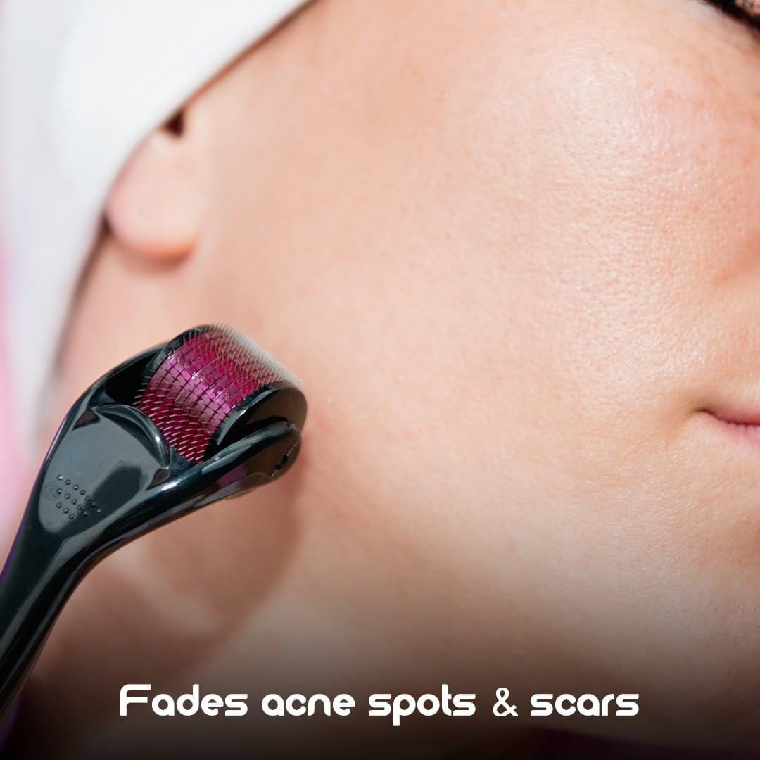 ABC Derma Roller System for Hair Growth 0.50 Mm with 540 Titanium Needles | Efficient System for Anti-Agening Skin Regenaration, Repairs Damaged Hair, Activates Hair Follicles| Easy to Use, Black image number 4