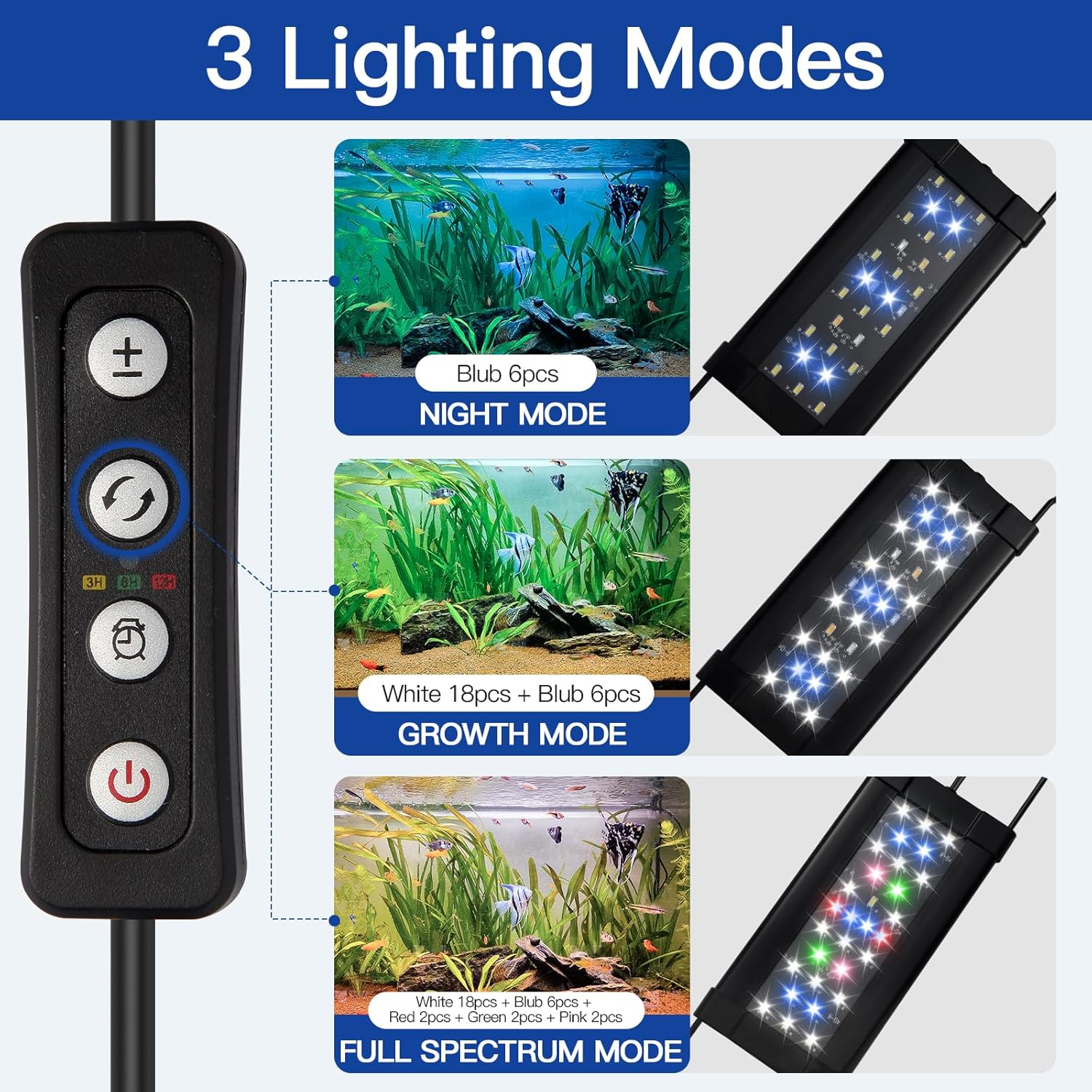 ABESTFISH Aquarium Light, 10W Full Spectrum USB Fish Tank Light with Extendable Brackets, Adjustable Aquarium Plant Light with External Controller, for 30-45CM Aquarium image number 3