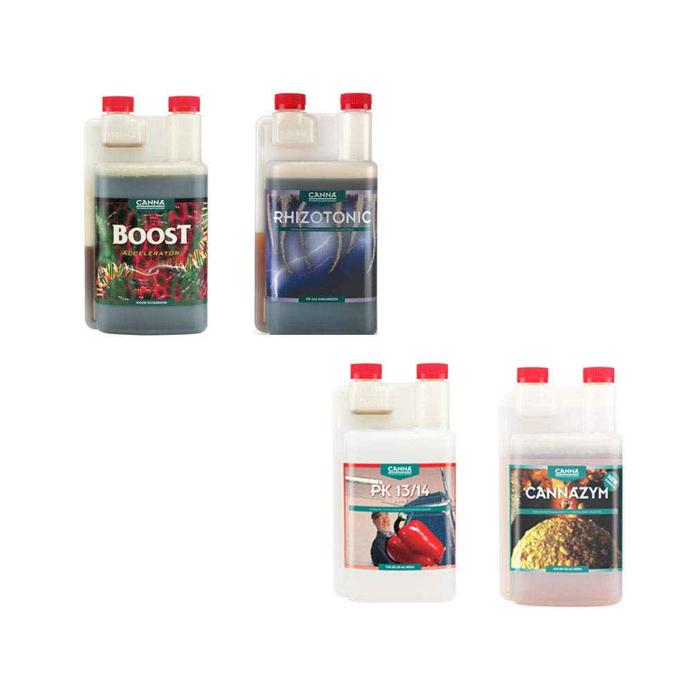 Canna Boost + Cannazym + Rhizotonic + PK 13-14 Additives - 4 X 1L Pack