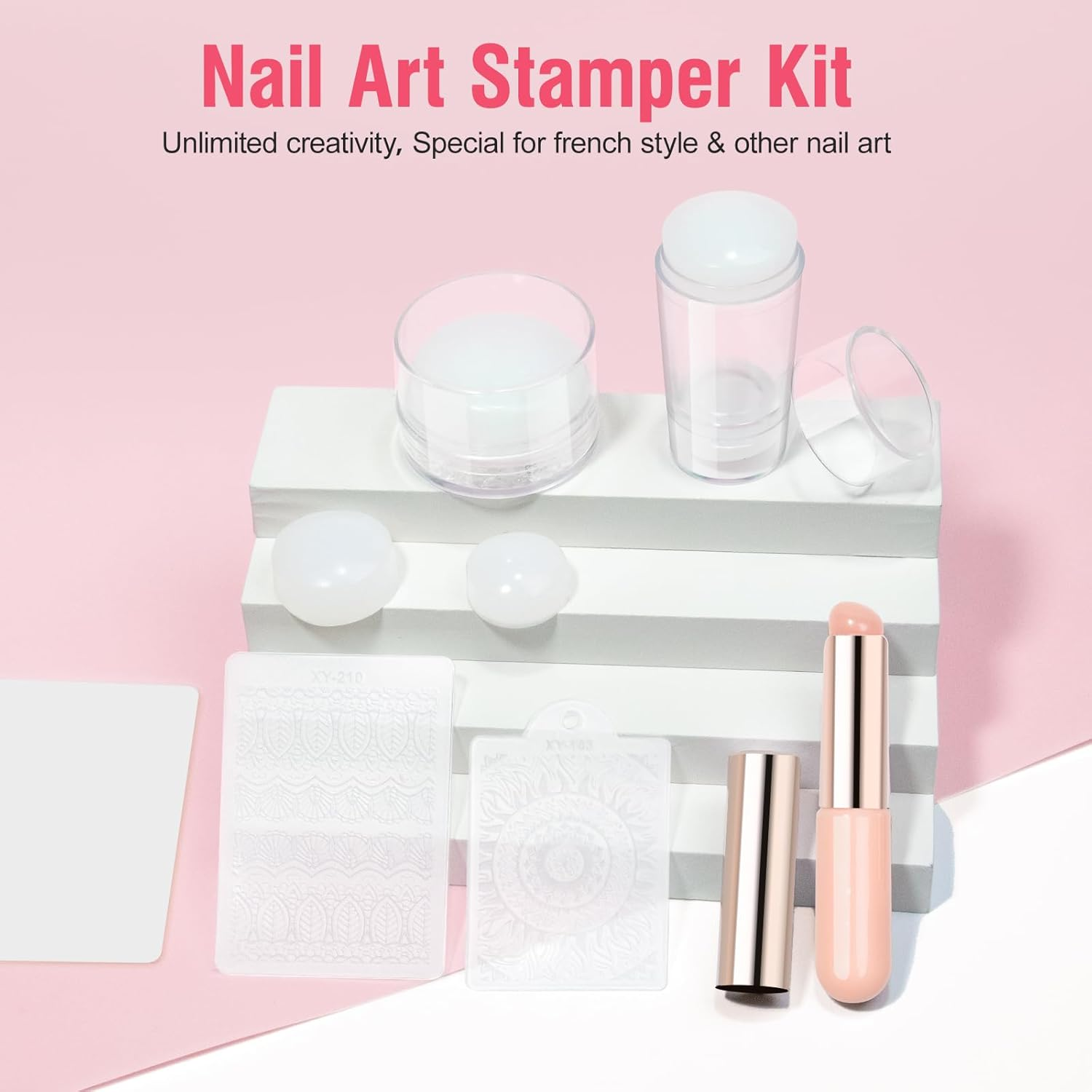 French Tip Nail Tool, Nail Stamp Long & Short Jelly Nail Stamper, Silicone Nail Brush, French Manicure Kit Upgraded Model Tear-Resistant, Nail Art Tools for DIY Salon & Home image number 6