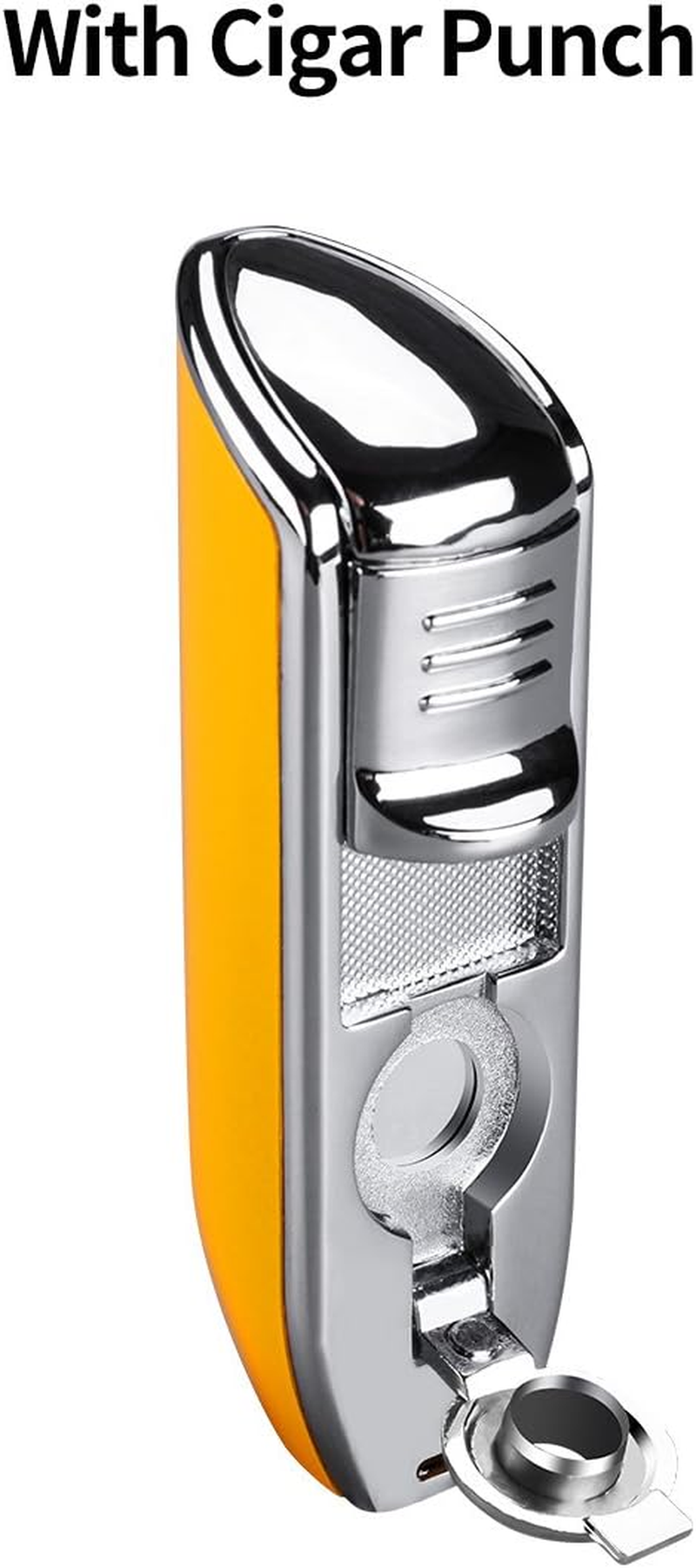 CIGARLOONG Cigar Lighter with Cigar Punch Alloy 3 Jet Torch Flame Refillable Metal Cigarette Windfroof Lighter Gift Box(Black) - Brown image number 7