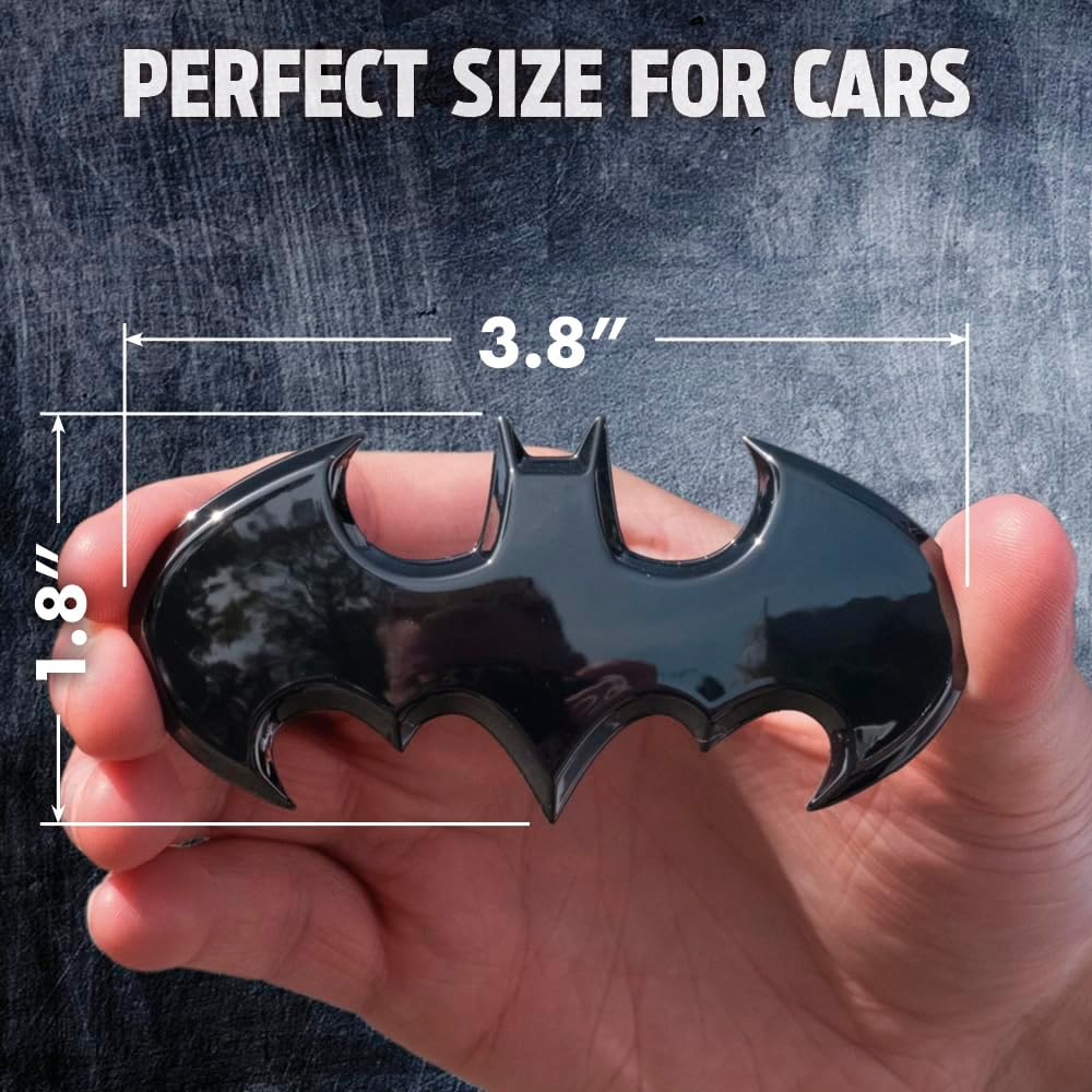Fan Emblems Batman Car Emblem - 1989 Batwing Batarang Symbol 3D Auto Badge - Color: Black Chrome - Size: 3.8 X 1.8 X 0.2 Inches - Officially Licensed DC Car Accessories image number 4