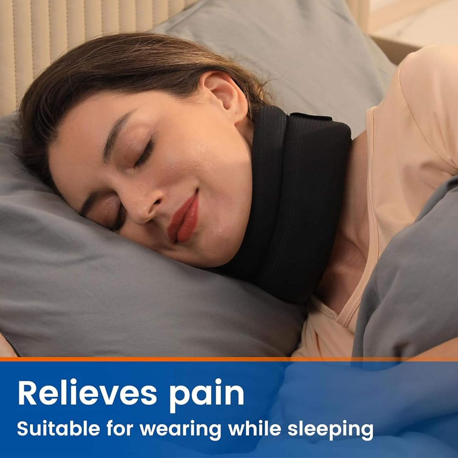 Neck Brace,Soft Foam Neck Collar for Sleep,Neck Pain Relief and Support, Relieves Pressure in Spine for Women Men (Large,42Cm) image number 6