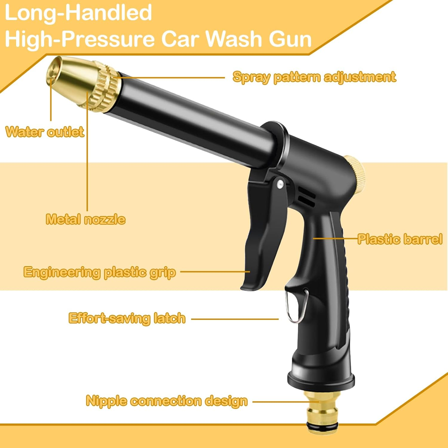 YUENTOEN High Pressure Garden Hose Nozzle, Heavy Duty Garden Watering Nozzle Set, Water Hose Nozzle Sprayer with 3 Garden Hose Threads for Washing Cars, Lawn & Garden, Watering Plants image number 4