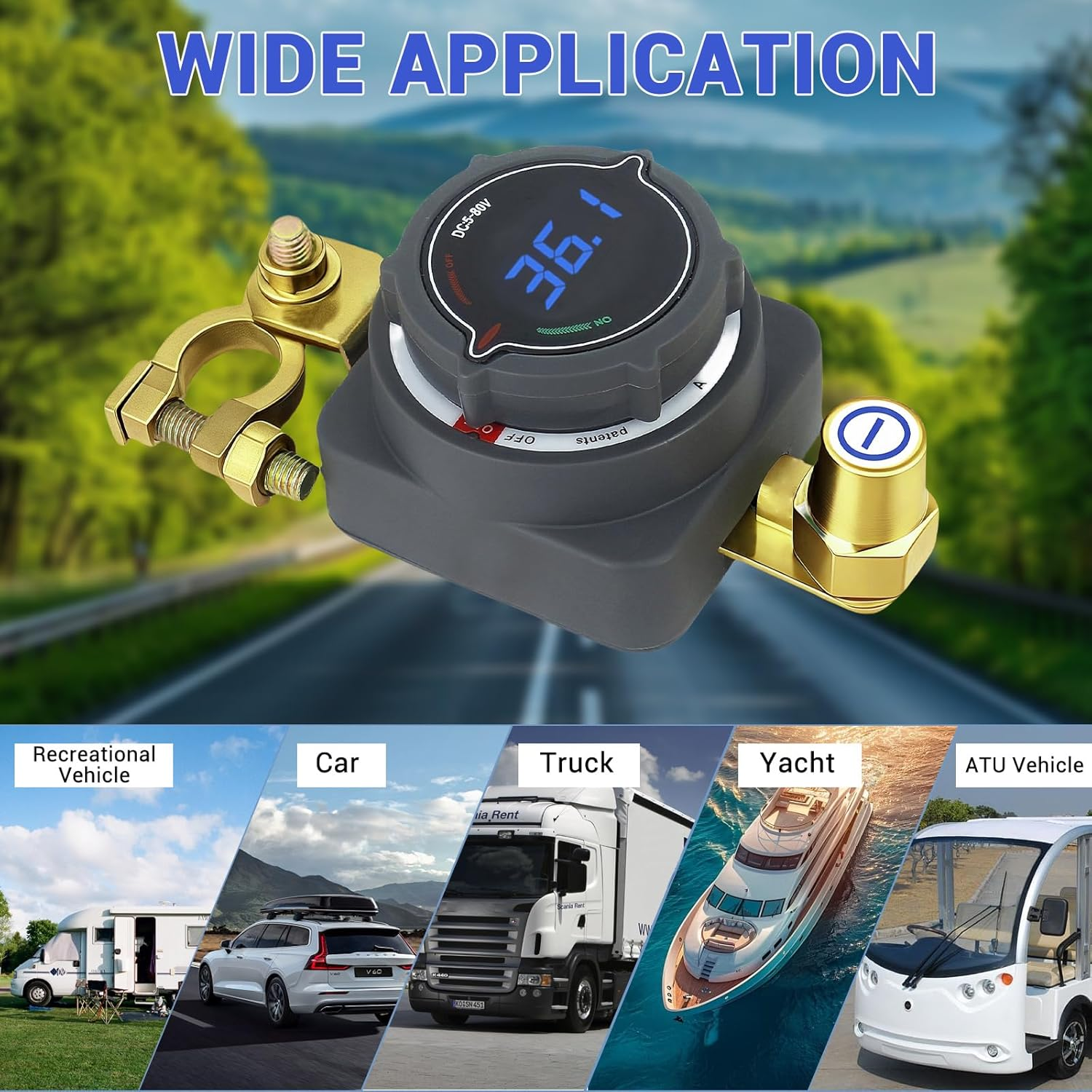 AULESSE Battery Isolation Switch 300A with Voltmeter High Power Battery Disconnect Switch 12V 24V 36V 48V Cut/Shut off for Cars Trucks Boats Yachts Rvs Atvs image number 1