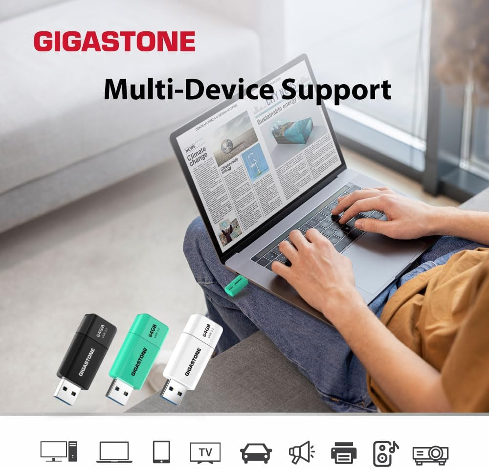 GIGASTONE Z60 32GB 2-Pack USB 3.2 Gen 1 Flash Drive, 100/40 Mb/S Ultra High Speed Pen Drive, Capless Retractable Design Thumb Drive, USB 2.0 / USB 3.0 / USB 3.1 Interface Compatible image number 2