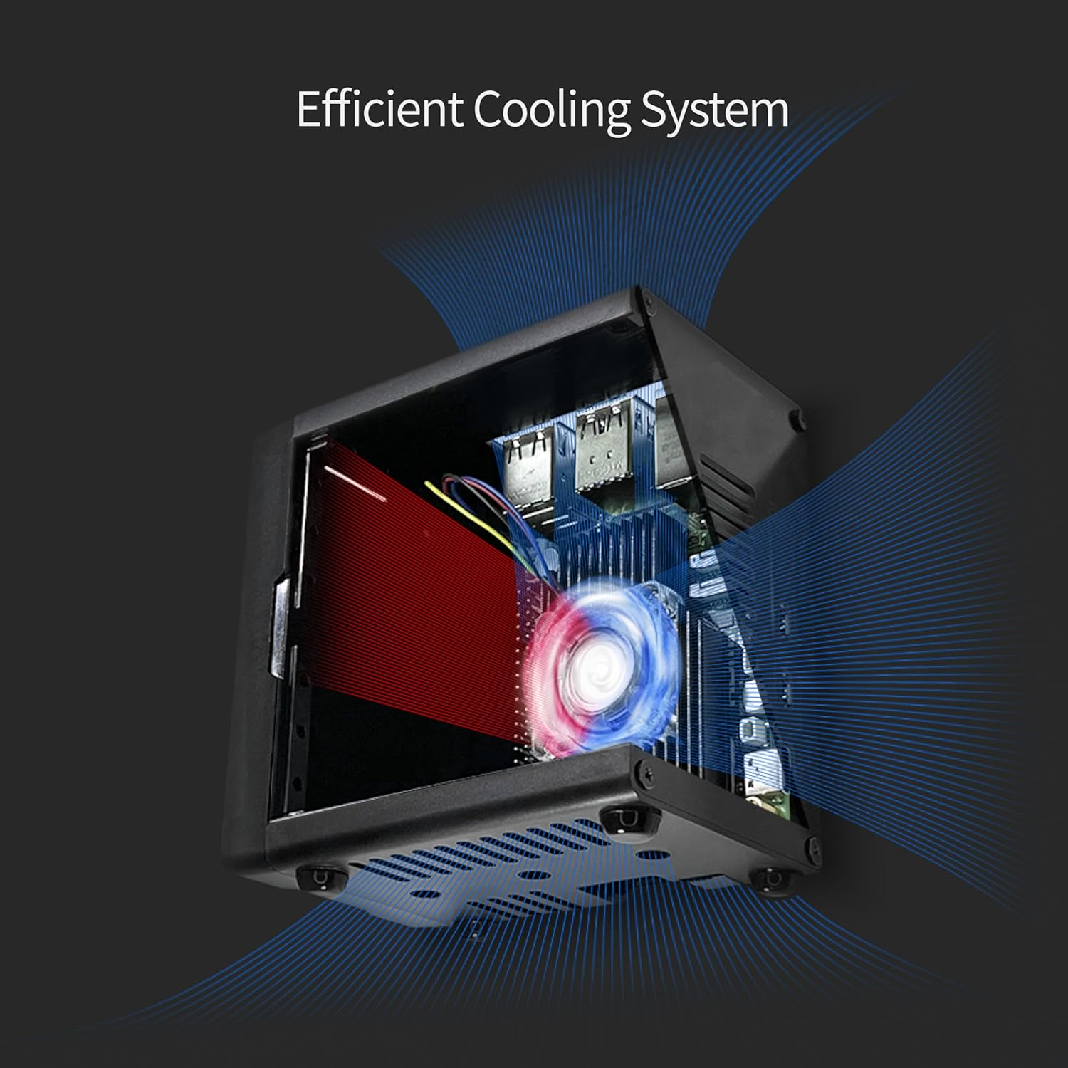 Electrocookie Mini PC Case for Raspberry Pi 5 with M.2 Nvme SSD Pcie HAT and Active RGB Lighting Cooler (Black Case + M.2 HAT[X1001]) image number 1