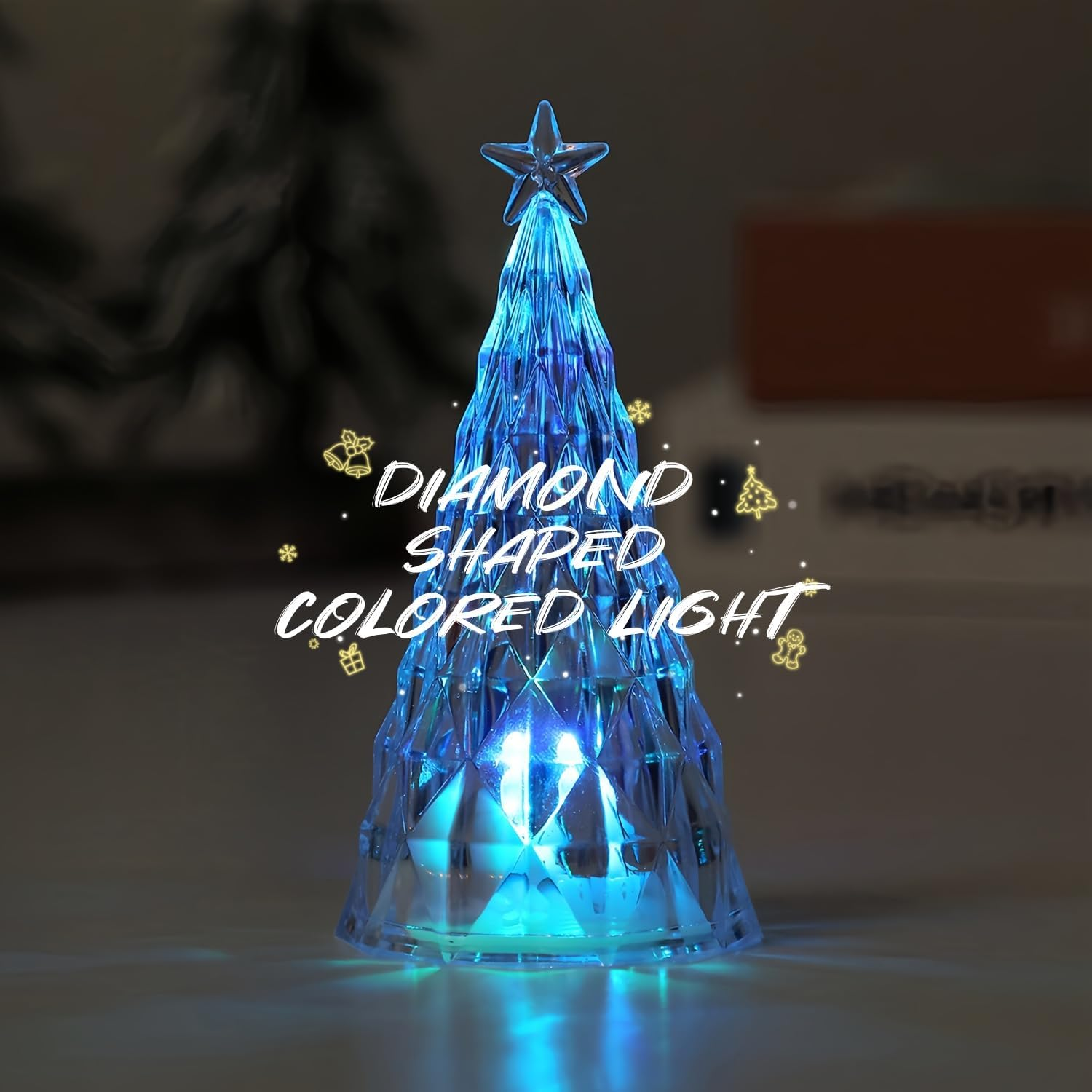 Pack of 4 Acrylic LED Christmas Trees, Coloured Luminous Christmas Trees, Lighting Christmas Tree Night Light, Christmas Lighting, Great Mood Light for Christmas, Christmas Decoration image number 5