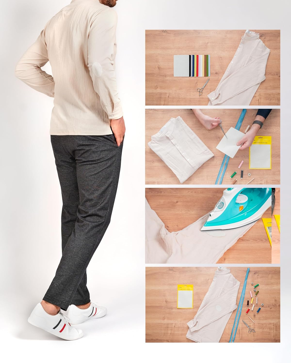 ZEFFFKA 12-Pack Linen Iron-On Patches Fabric Repair Kit for Clothing Shirts Pants Dresses Natural Look Strong Adhesive 12 Colors 30% Linen 70% Cotton 13 X 18 Cm image number 6