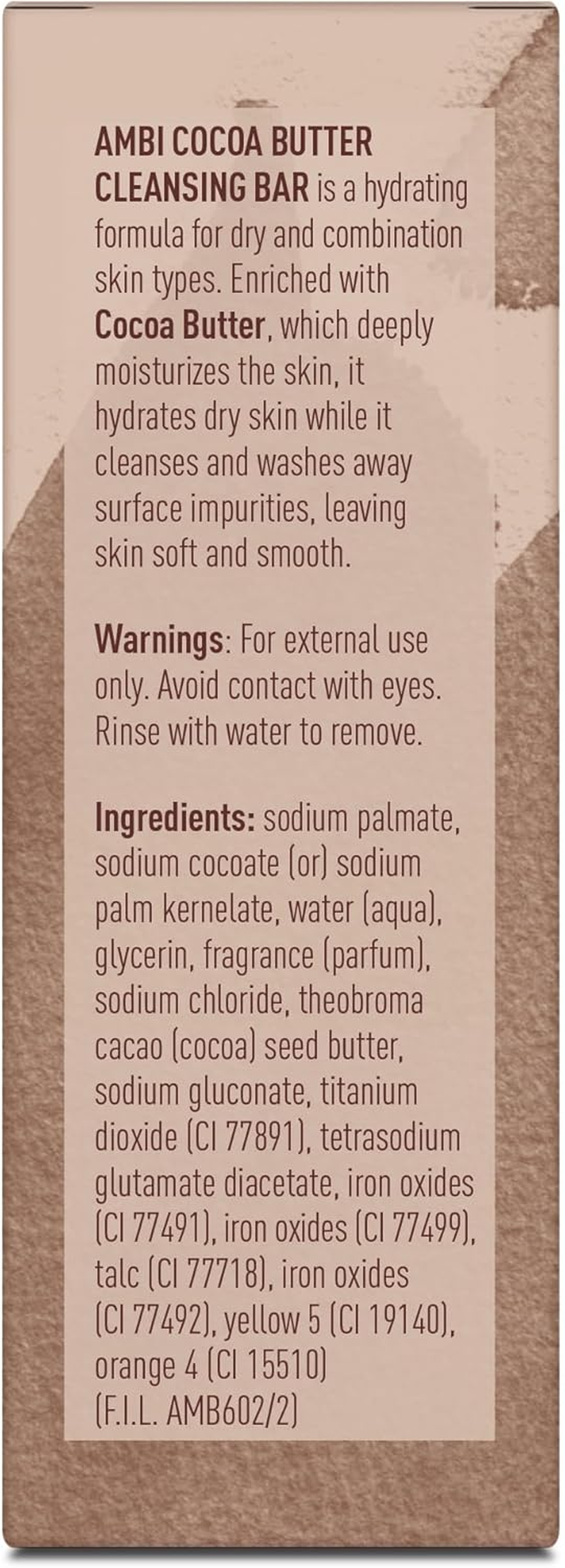 Ambi Skin Care Cleansing Bar Soap with Cocoa Butter to Restore Skin'S Natual Moisturize Balance, Helps Visibly Even Skin Tone, Washes Away Surface Impurities, Chocolate, 3.5 Oz image number 1