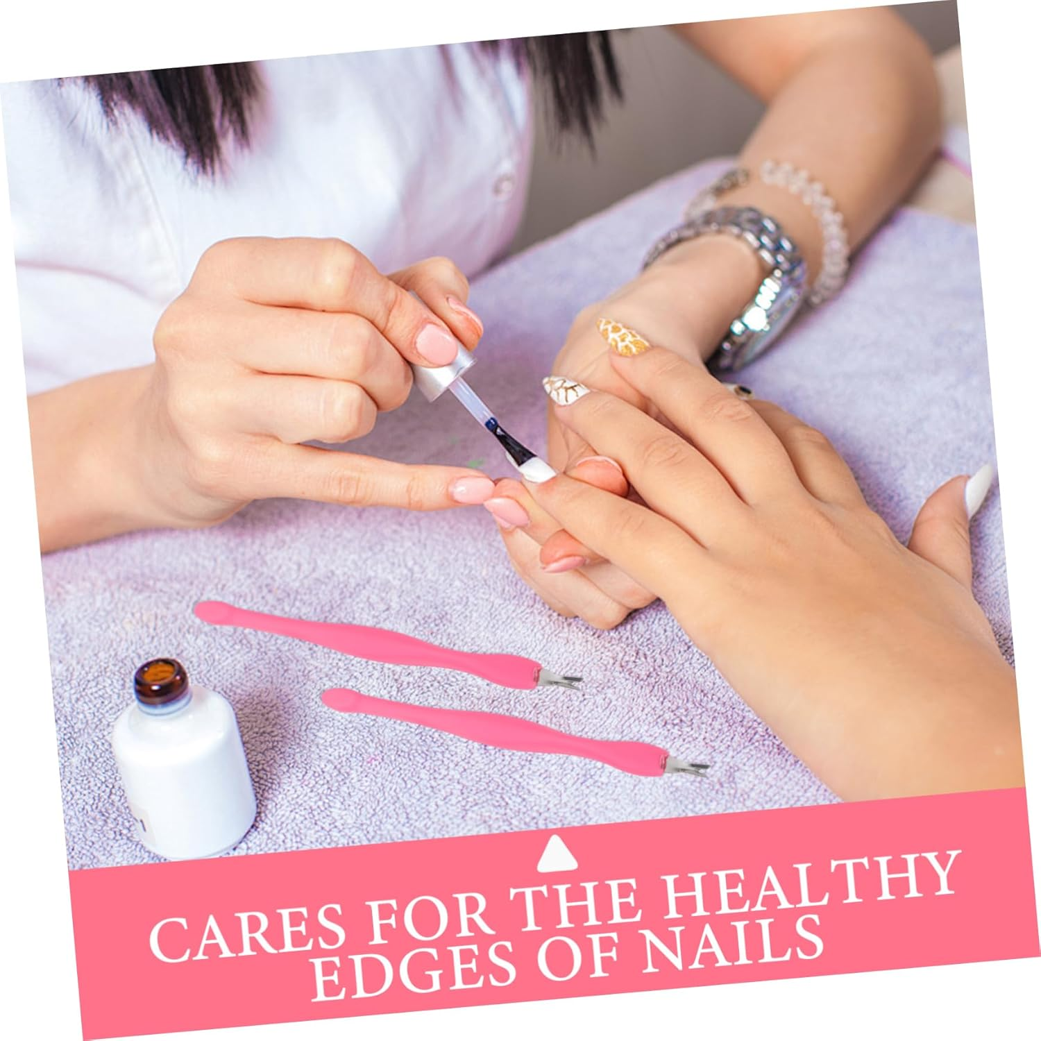 SOESFOUFU 24Pcs Stainless Steel Cuticle Remover Fork with Ergonomic Grip for Nail Skin Care Dead Skin Trimmer Tool for Manicure and Pedicure Gentle and Professional Nail Grooming image number 6