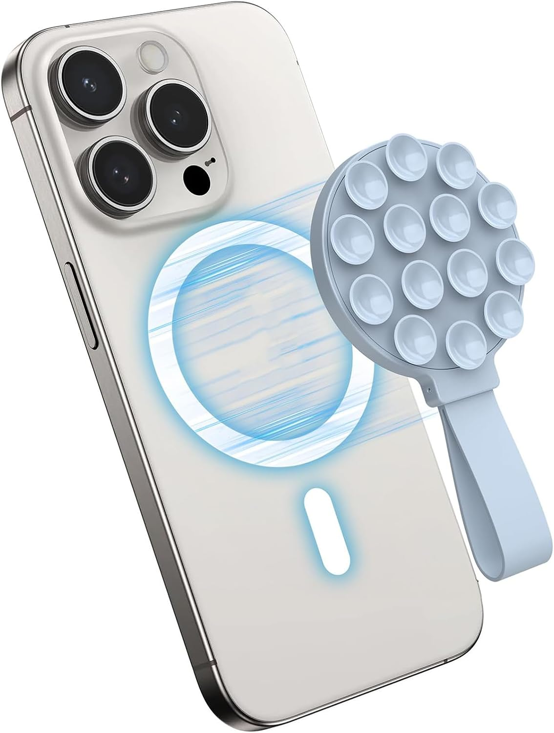 TONGLUO Silicone Suction Phone Sticky Grip with Magnetic Suction, Compatible with Magsafe Case for Hands-Free Selfies/Videos, Applicable to Mirror Shower Stand Holder for Iphone and for Android(Pink)