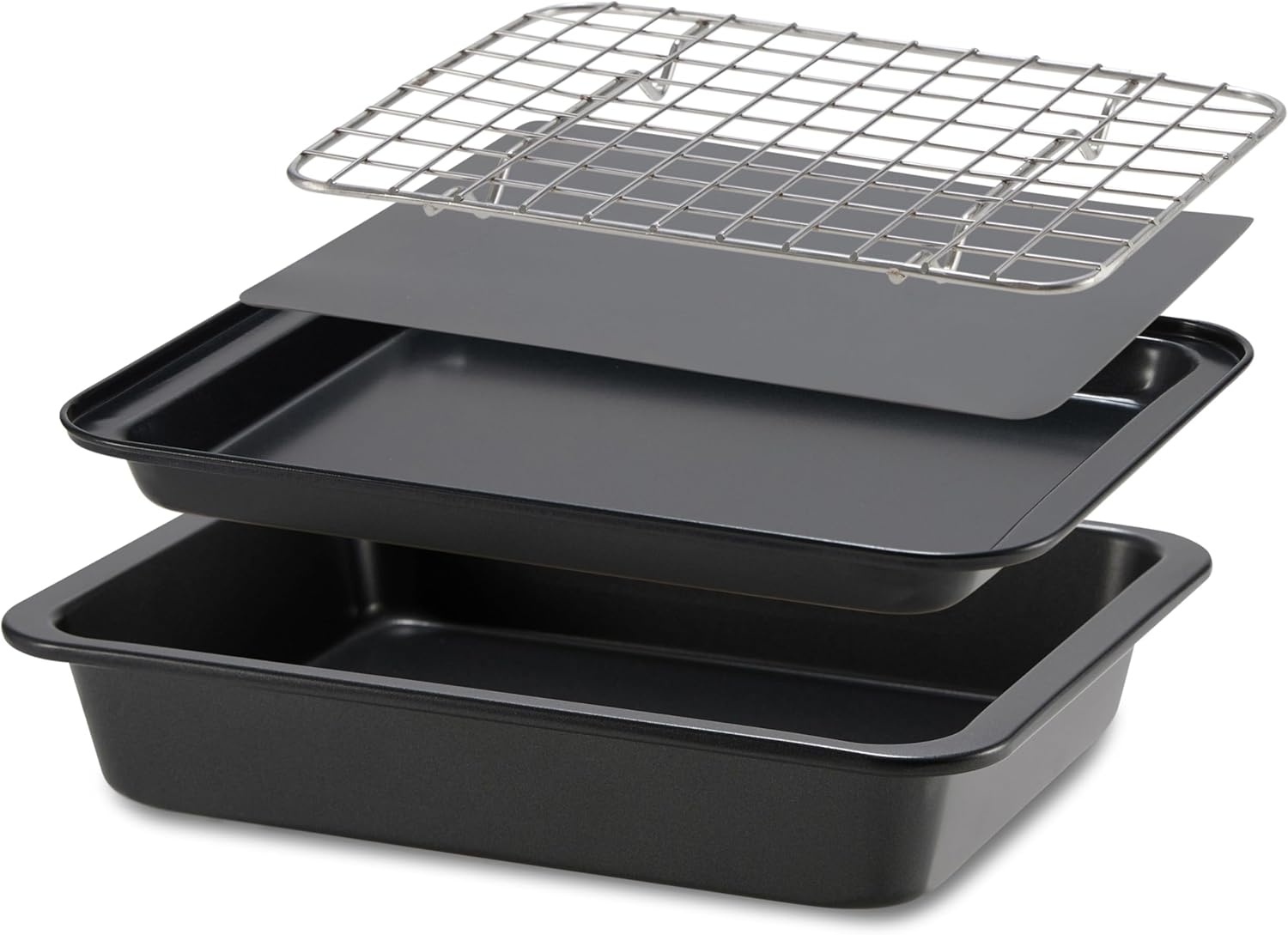 5-Piece Nonstick Bakeware Set for Toaster & Convection Ovens &ndash; Includes Baking Trays, Cooling Rack & Silicone Mats &ndash; Compact Baking Tray Set for Small Ovens image number 6