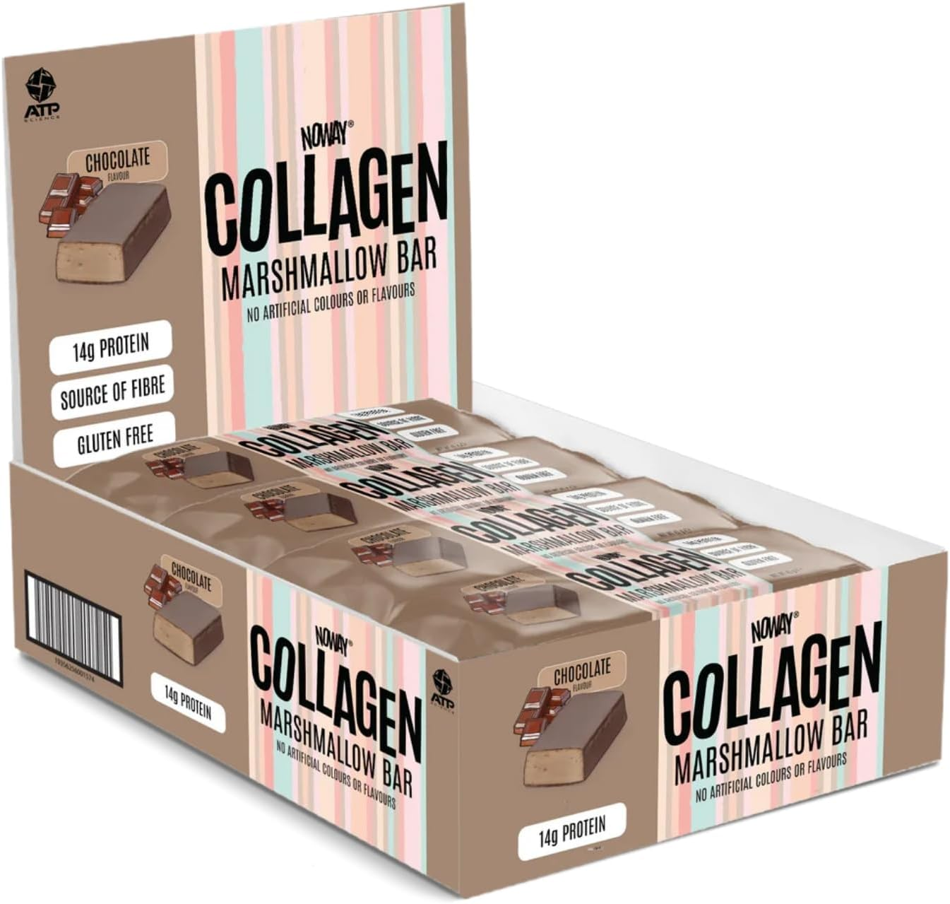 NOWAY&reg; Collagen Marshmallow Protein Bars, Protein Snack, Gut-Friendly Protein Bar, Contains Protein and Fibre, Gluten-Free. Soy-Free, Nut-Free Flavour: Chocolate, Pack of 12 image number 4