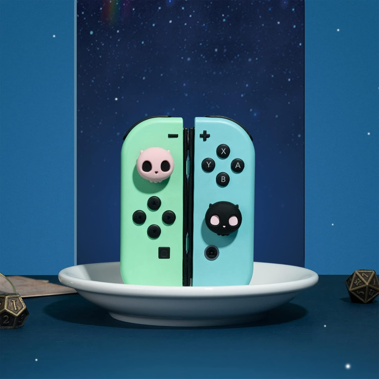 Geekshare Cute Silicone Game Console Thumb Grip Caps, Joystick Cover Compatible with Switch/Oled/Switch Lite,4Pcs (Pink)