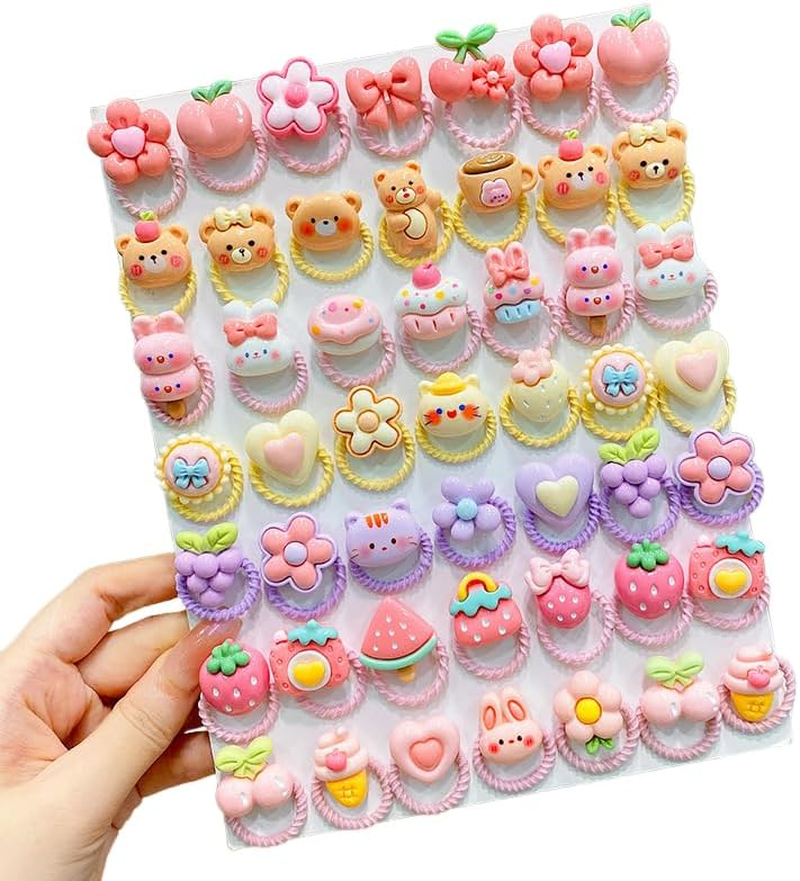 70Pcs Candy Baby Hair Ties Cute Hair Ties Cartoon Princess Elastic Hair Band, Cat Strawberry Flower Bear Ponytail Holders Rubber Bands Hair Accessories for Baby Infant Toddler image number 4