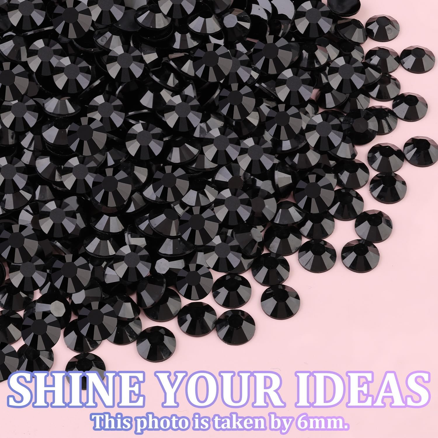 25000Pcs Resin Jelly Rhinestones for Crafting, Black 2-6Mm Mixed Sizes Non Hotfix Flatback Gems, Bedazzling Crystal for DIY Crafts Clothing Tumblers Mugs Shoes Fabric Nail Art - Black image number 3