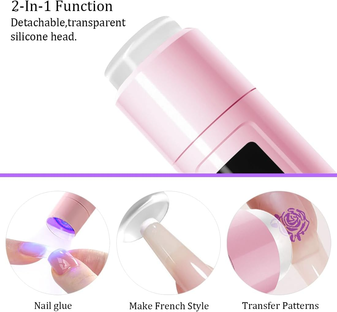 Handheld UV Light for Nails,Rechargeable Portable UV Nail Lamp,Mini Nail Dryer LED Light with 2-Timer Modes and Magnetic Stand,Fast Curing, Suitable for Home DIY Manicure - White image number 3