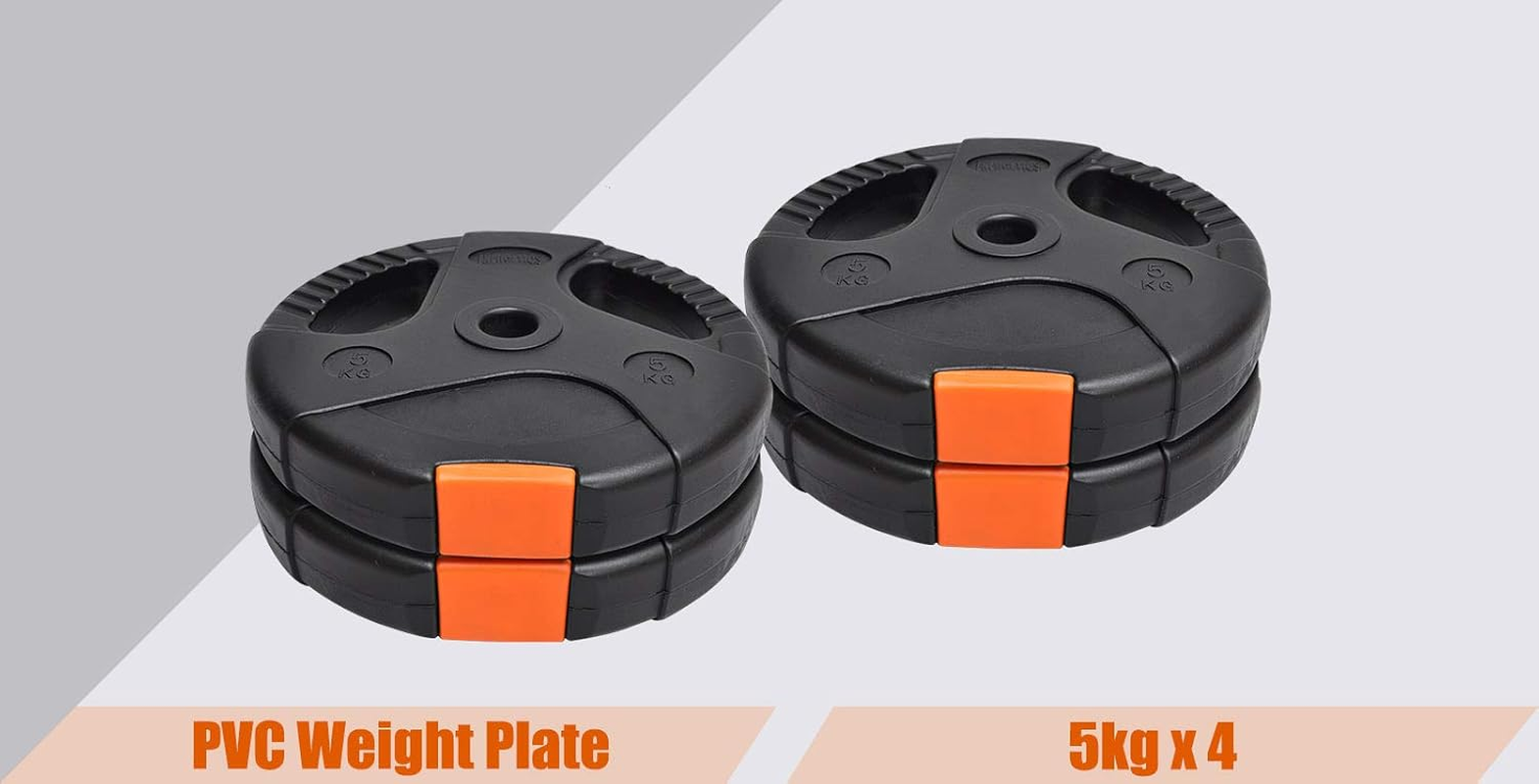 Weight Plates 20Kg - Weight Plates Set 5KG X 4 - Standard 26.5Mm - Dual Grip Ez Handle PVC Coated - Weight Training Exercise Workout Fitness Gym Strength image number 1