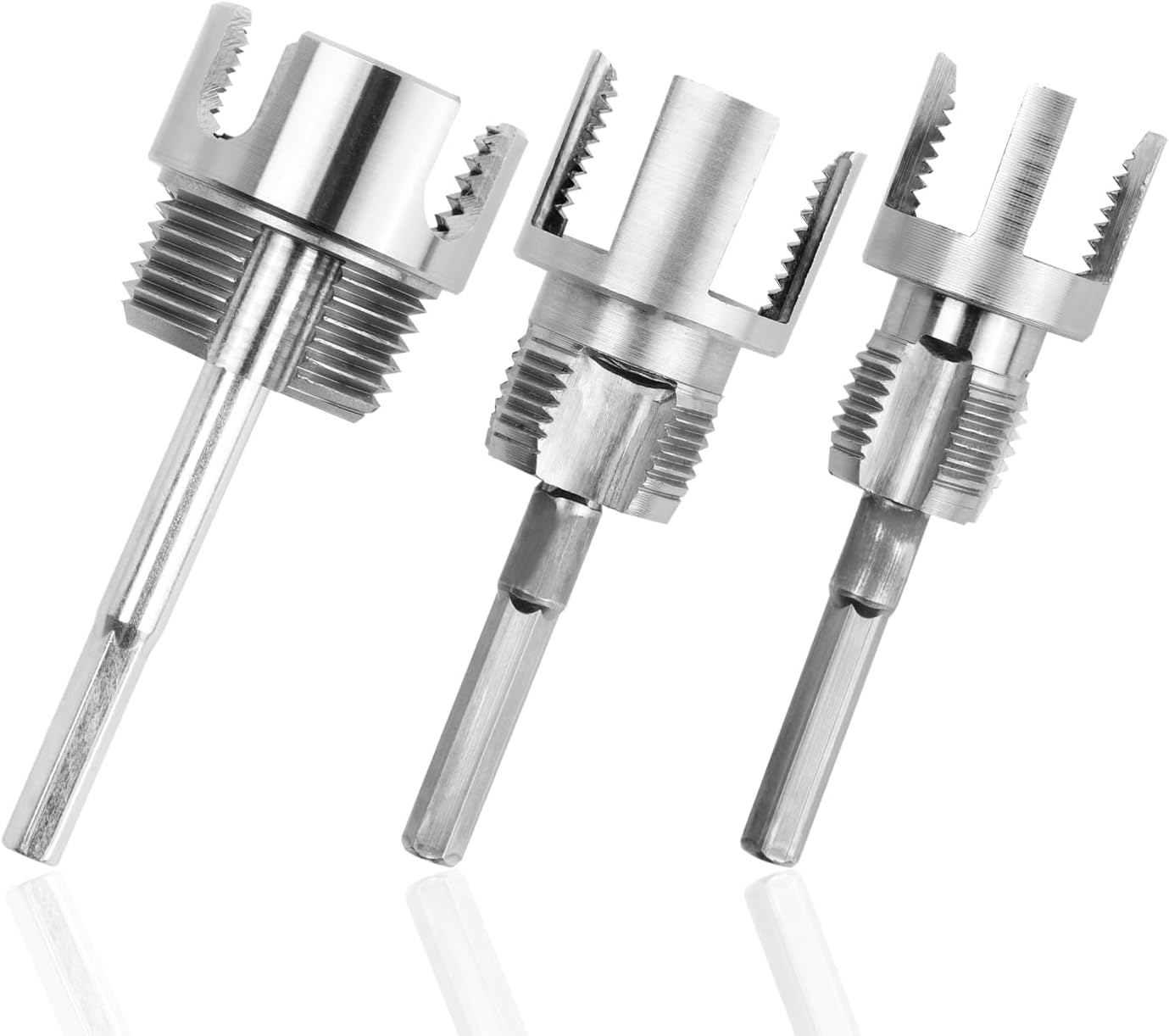 3 Pcs Pipe Thread Cutting Tool, Dual Function Integrated Internal & External Pipe Threading Tools Electric Drill Compatible PVC Plastic Pipe Threader Kit, 1/2" 3/4" 1" Pipe Size Rethreading