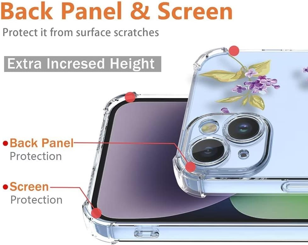 SEAHAI Case for Motorola Moto E14/Moto G04/Moto G04S, Colourful Beautiful Flowers Ultra Thin Transparent Mobile Phone Case Soft Silicone TPU Bumper Shockproof Case Protective Case - Cherry Blossoms - Camellia image number 5