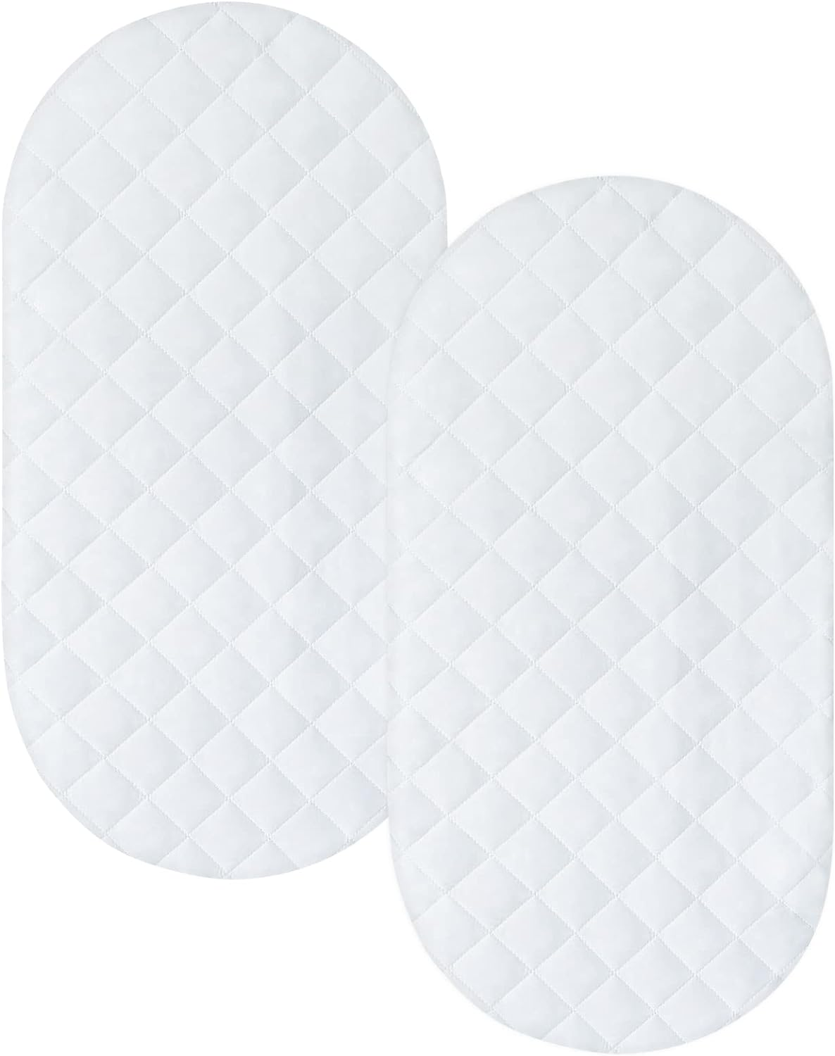 Bassinet Mattress Pad Cover 2 Pack Quilted Bassinet Mattress Protector Waterproof Bassinet Sheets (32"X17") for Boys & Girls, Fit for Hourglass/Oval Bassinet Mattress, White image number 4