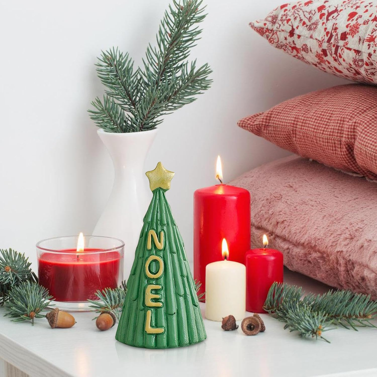 Resin Christmas Tree | Christmas Tabletop Resin Figurine Decor,Creative Miniature Christmas Tree Figurine Winter Desktop Ornament Set Statues for Holiday Table Decor image number 2