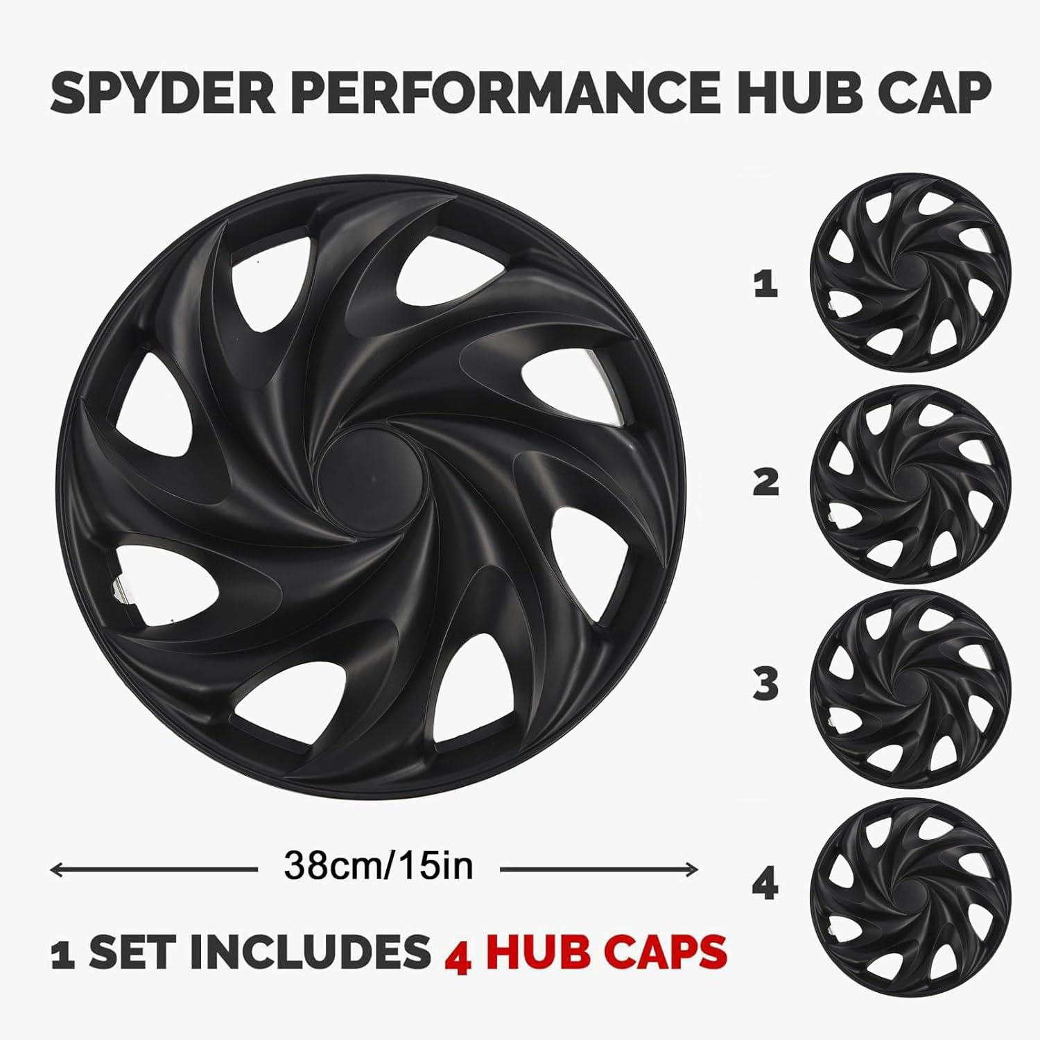 4Pc 15 Inch Hubcap Wheel Covers, Stylish and Sturdy Rim Protectors Universal Hubcap for Cars Trucks Vans, Protects and Beautifies Vehicle, Auto Tire Rim Replacement image number 5