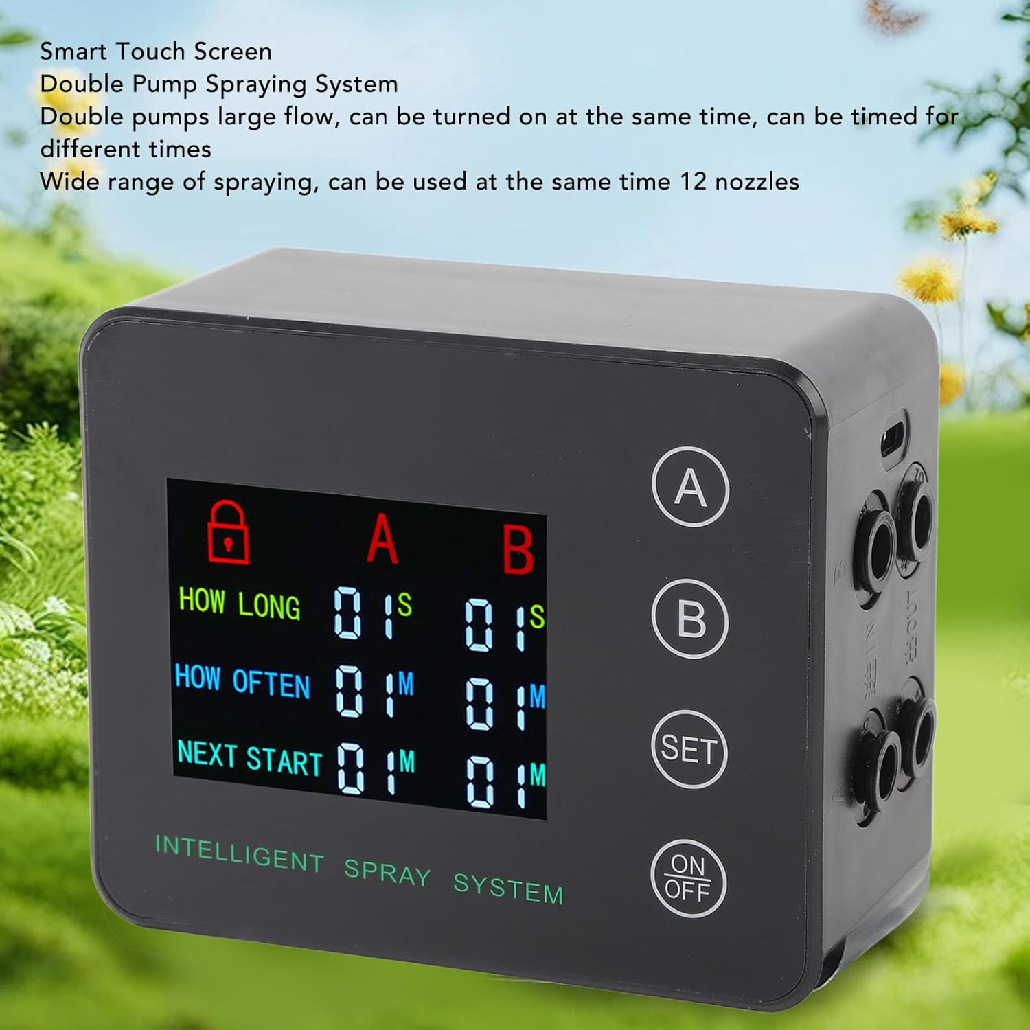 Reptile Humidifiers, Automatic Misting System Double Pump Smart Color Screen Adjustable Nozzle for Aquarium, Terrariums for Chameleons, Snake, Frog, Lizard image number 4