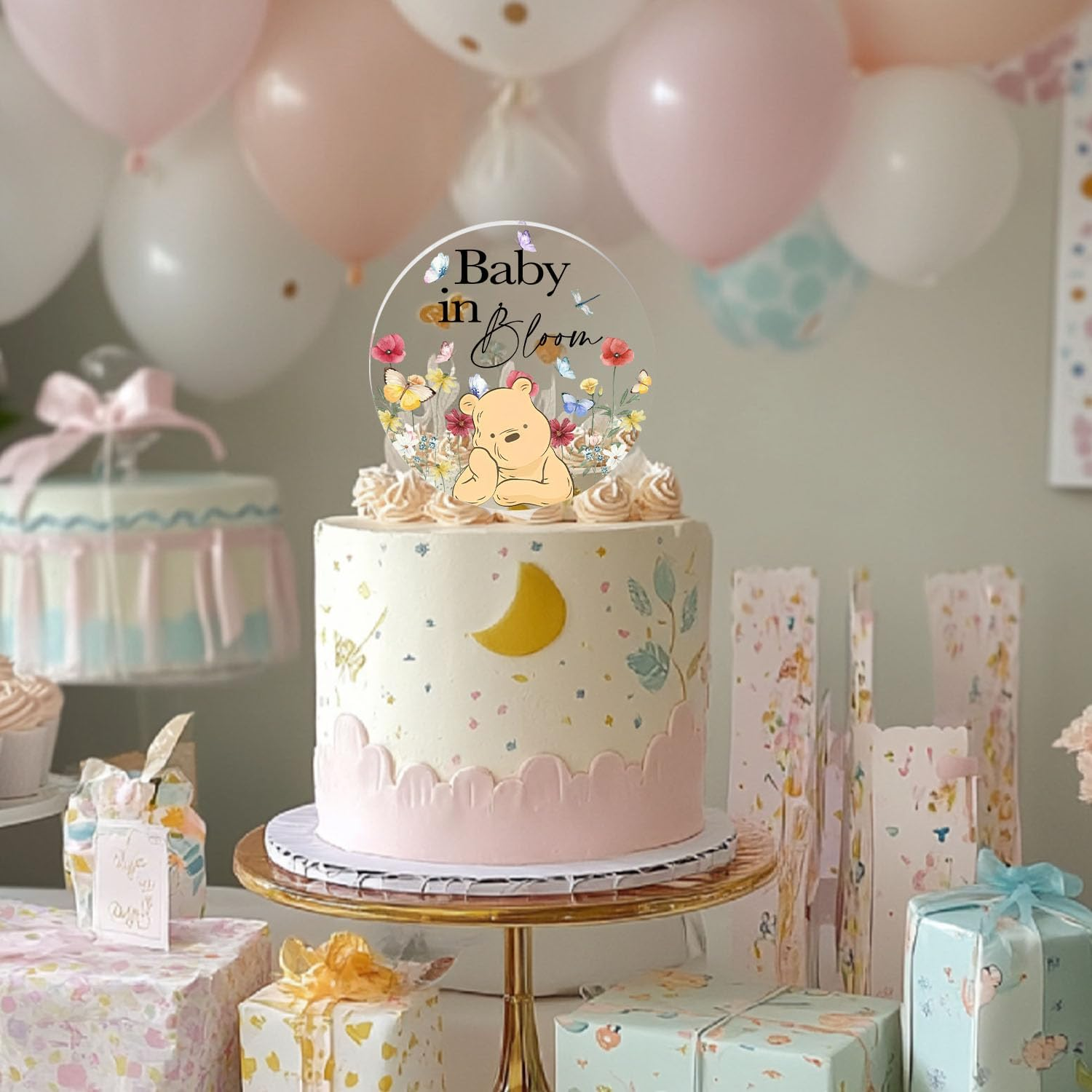 Baby in Bloom Cake Topper, Winnie Decoration Cake Topper, Baby Shower Party Decorations, Brial Shower Cake Decorations, Birthday Cake Toppers Supplies, Perfect for Birthday Wedding Party image number 5