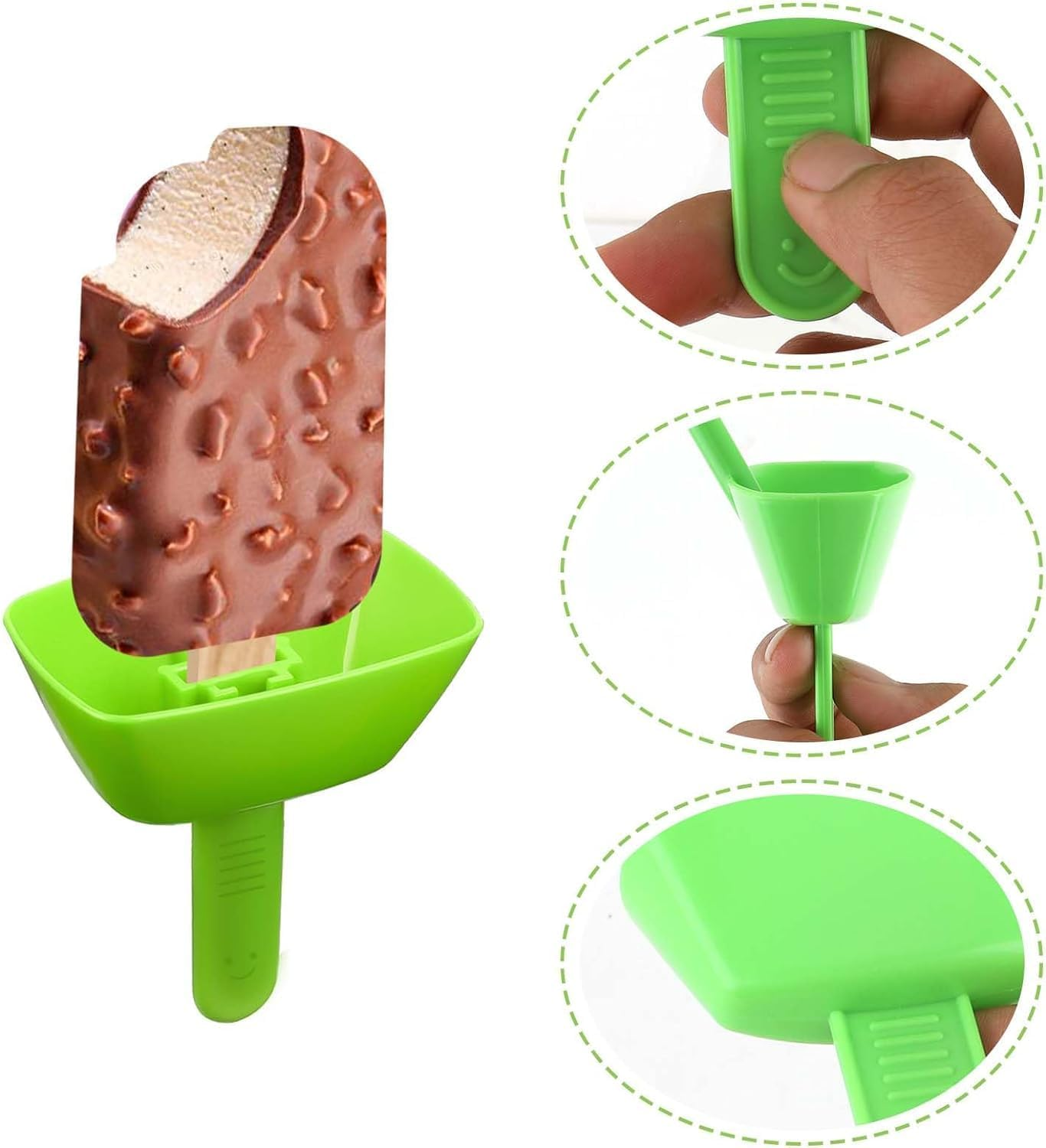 4Pcs No Drip Drop Ice Pop Holders, Reusable Mess Ice Cream Holder Drip Free Popsicle Holder Popsicle Holders with Straw Mess Free Frozen Popsicle Holder Ice Popsicle Holders for Summer Party image number 4