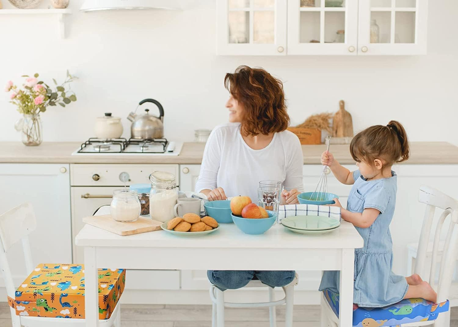 KIDUN Toddler Booster Seat for Dining Table, Upgrade 4 Inch Heightening Cushion for Kids Chair, Adjustable, Heightening Booster Seat Pad for Boy/Girl, Toddler Booster Cushion.(Buckle/Yellow) image number 5