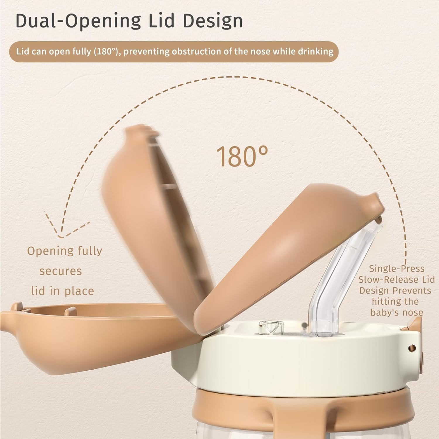 Evorie Tritan Spill Proof Toddler Straw Sippy Cup, 10 Oz for Baby and Toddlers 1-3 Years Old, No Spill Straw Water Bottle with Removable Handles, Ideal for School, Bpa-Free, Choco Car (New) image number 4