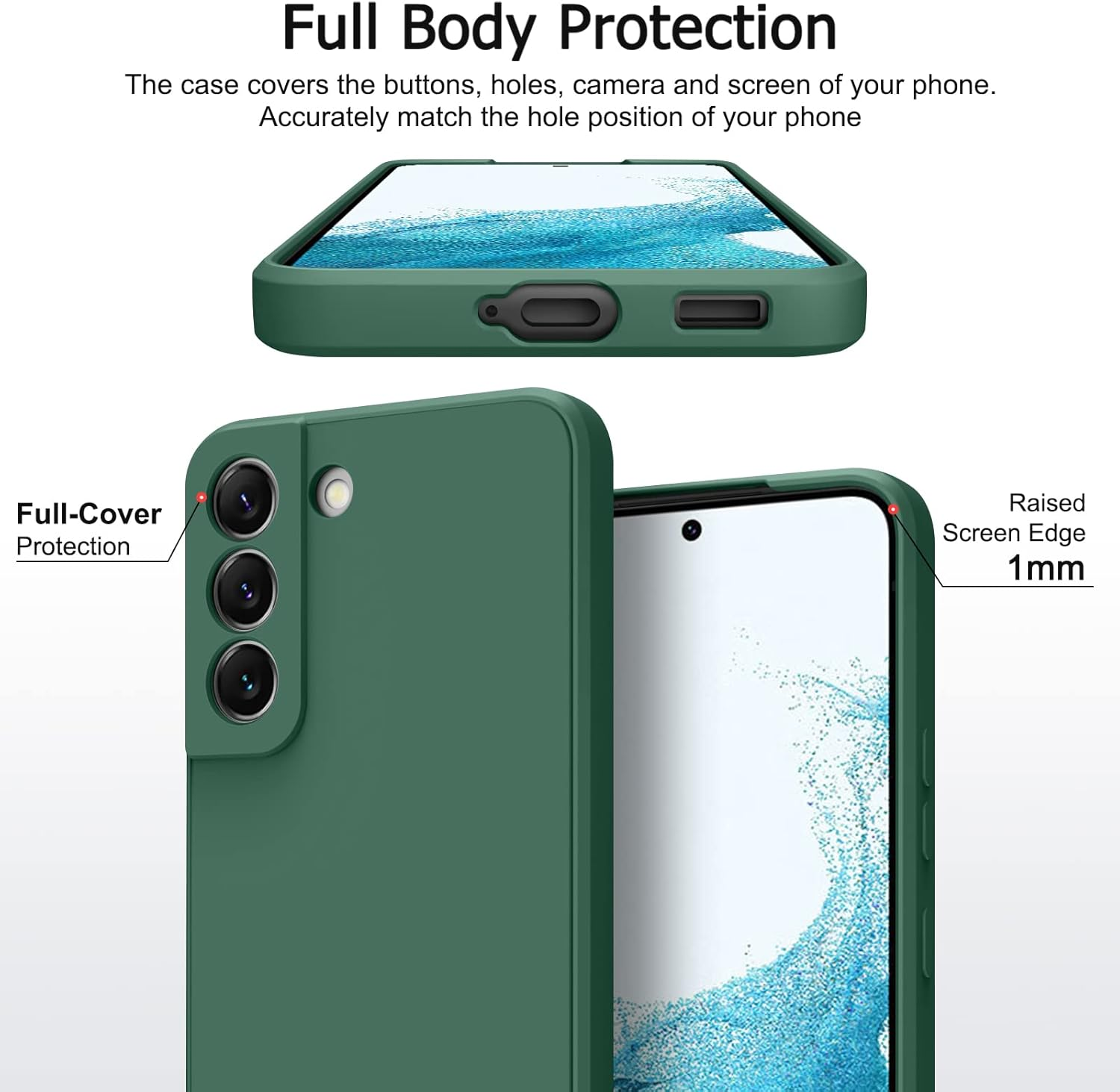 Silicone Case for Samsung Galaxy S22 Case(2022 Release), Silky-Soft Touch Gel Rubber Cover, Full Protective Case Shockproof Liquid Bumper Cover for Galaxy S22 Case 6.1 Inch - Light Green image number 5