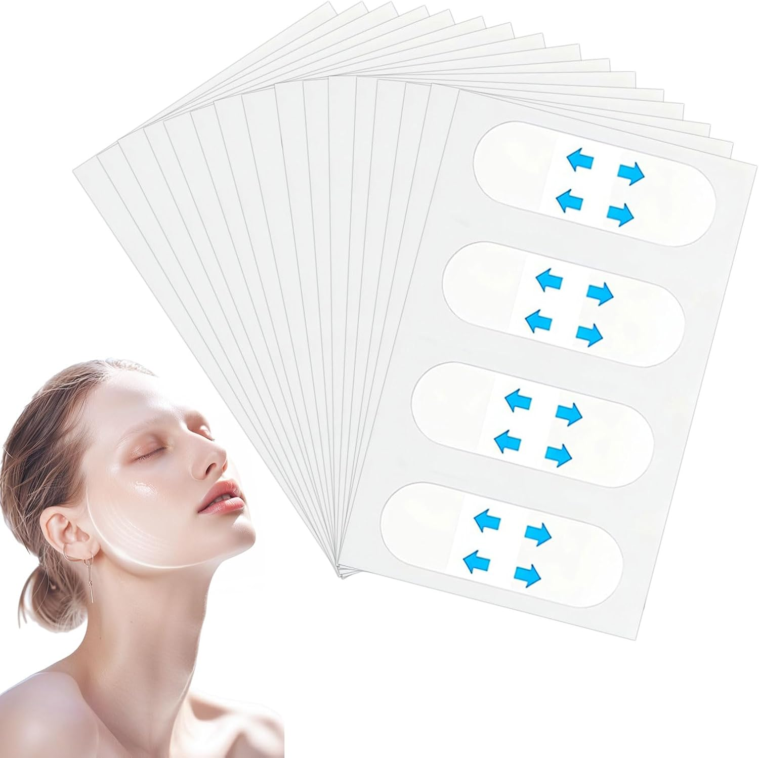 Face Lift Tape, 120 Pcsface Tape for Wrinkles, Silicone Face Patches, Face Lift Stickers for Concealing Wrinkles Double Chin Sagging Tightening Skin, Creases and Slack Skin Lessen Firm Cutis image number 1