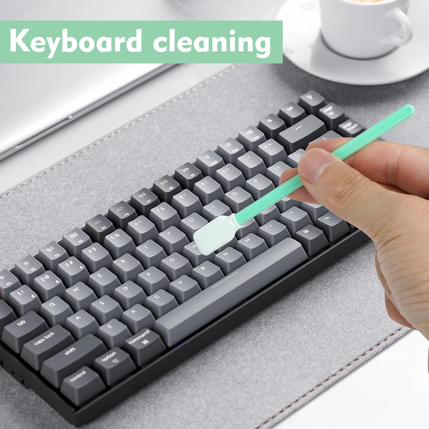 Dust-Free Cleaning Sticks, Long Sterile Cleaning - 100 Pieces, Green Cleaning Sticks, Sterile Cotton Buds, Mini Cleaning Sticks, Lint-Free for Print Head Cleaners, Keyboards or Camera Lenses