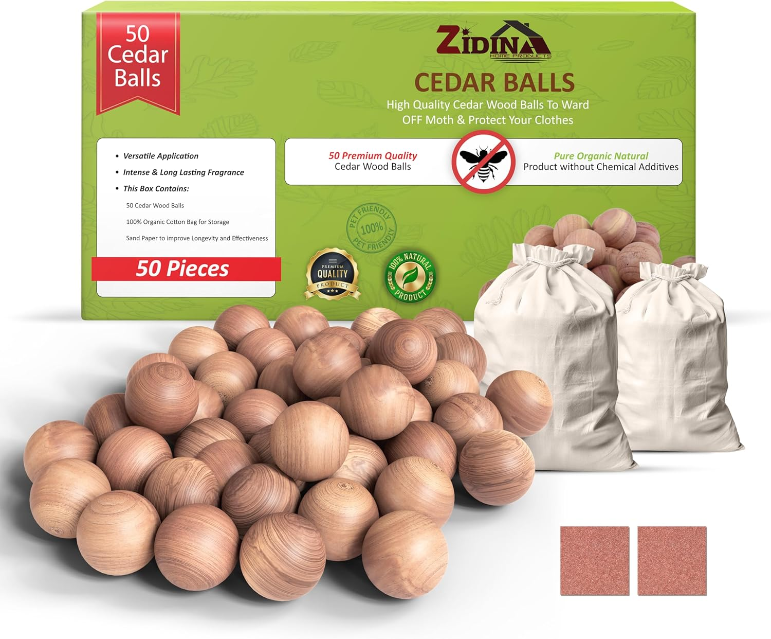 Moth Balls 50 Pack &ndash; 100% Natural Cedar Balls, Chemical-Free Cedarwood Moth Repellent for Wardrobes and Drawers | Long-Lasting Moth Balls for Clothes Storage, Drawers & Closets